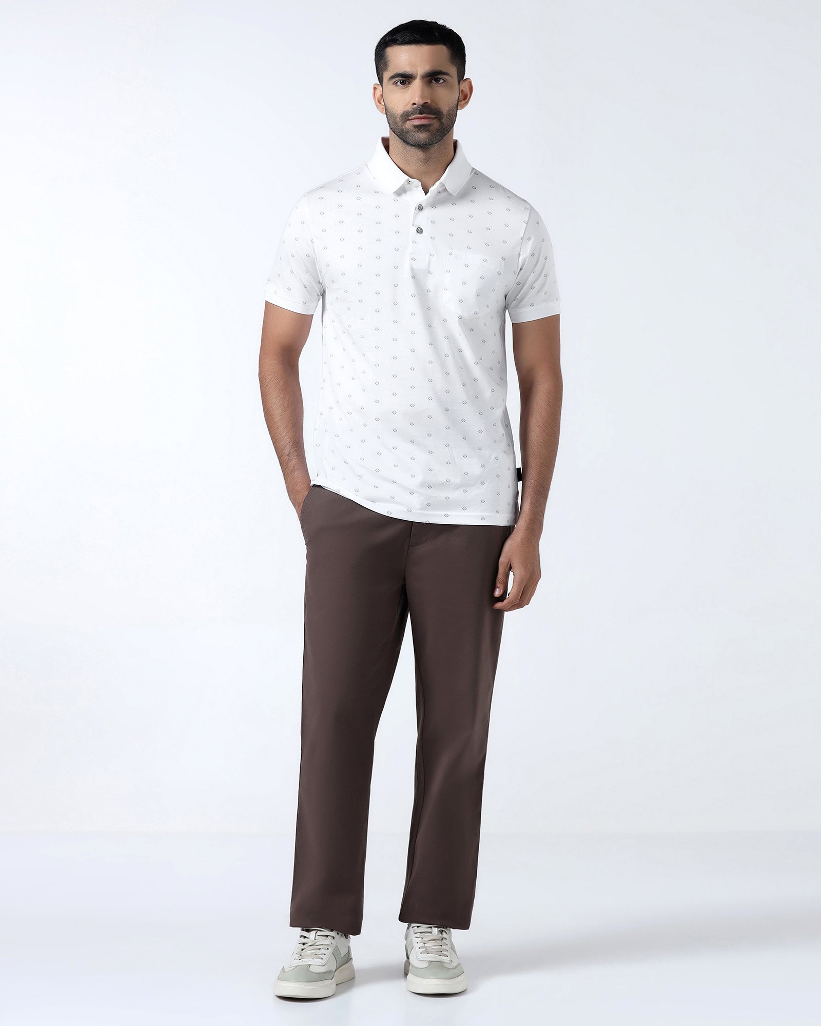 White Printed Polo - Joey