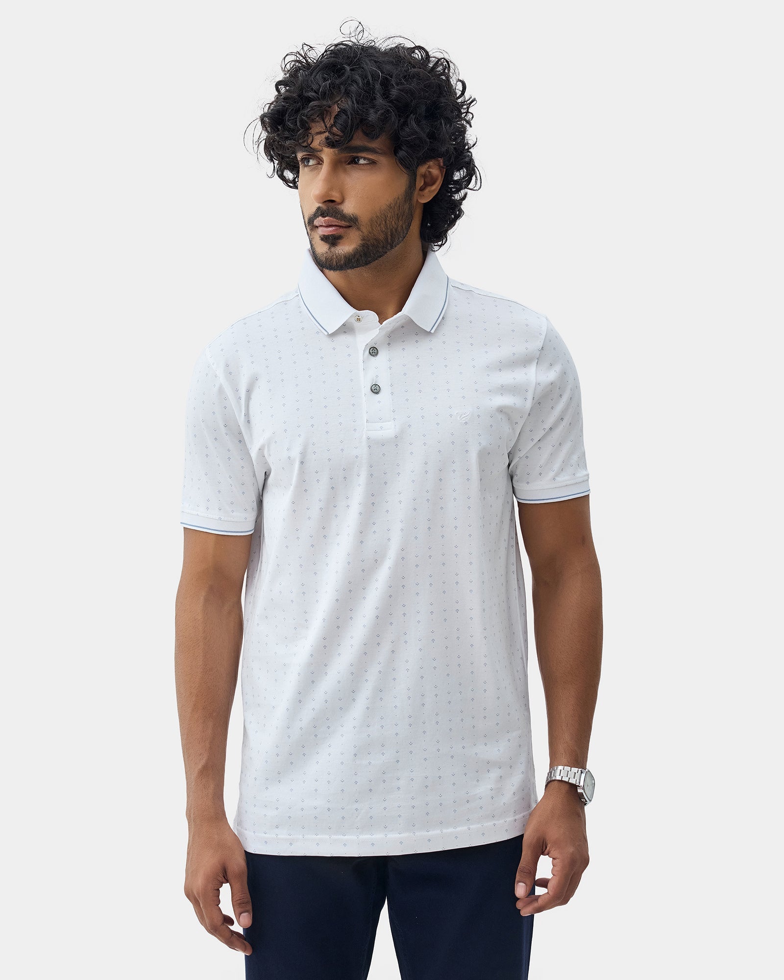 White Printed Polo - Kima