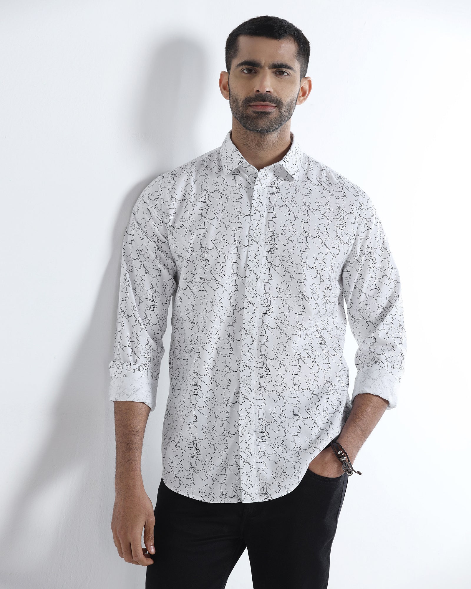 White Printed Shirt - Hoden