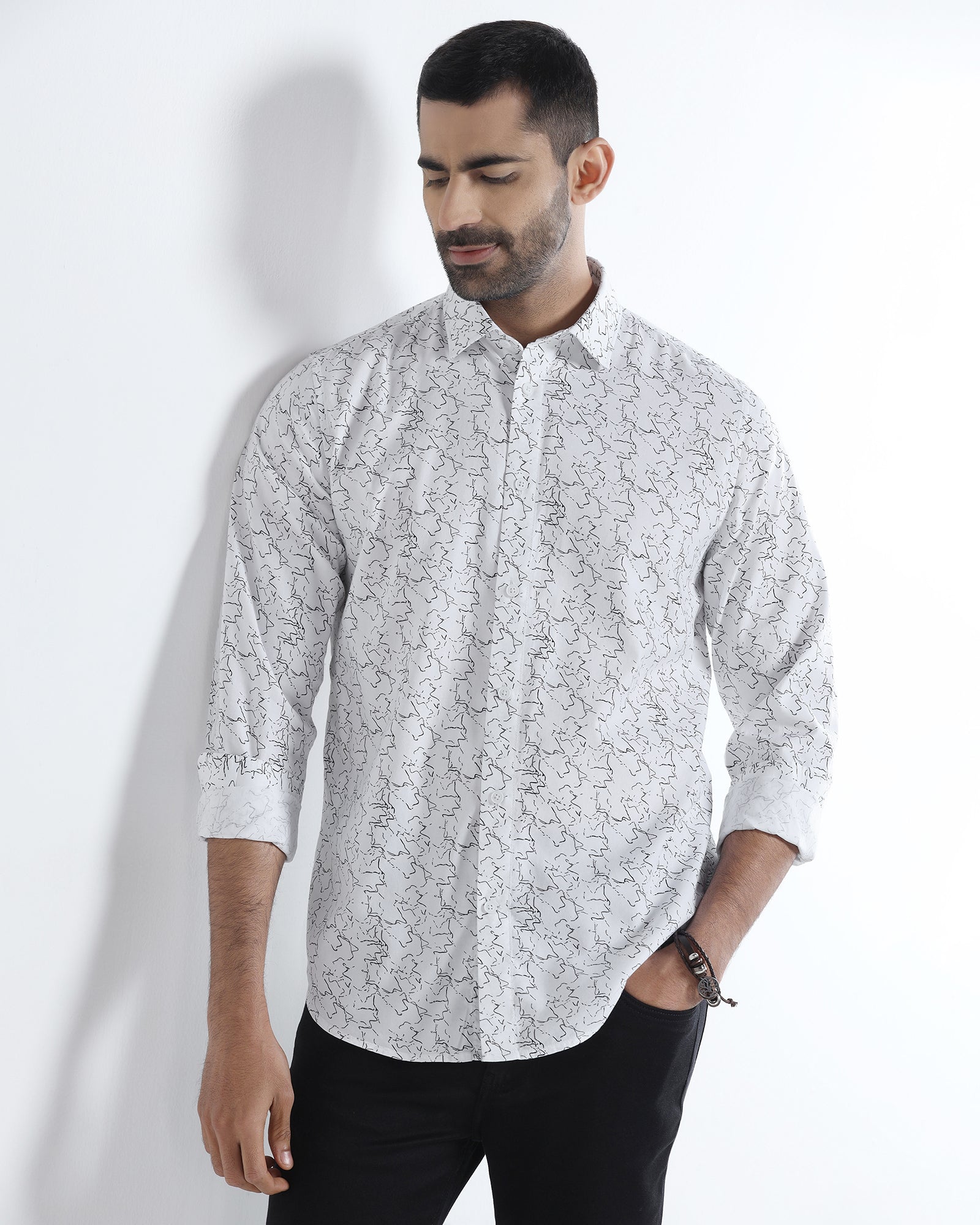 White Printed Shirt - Hoden