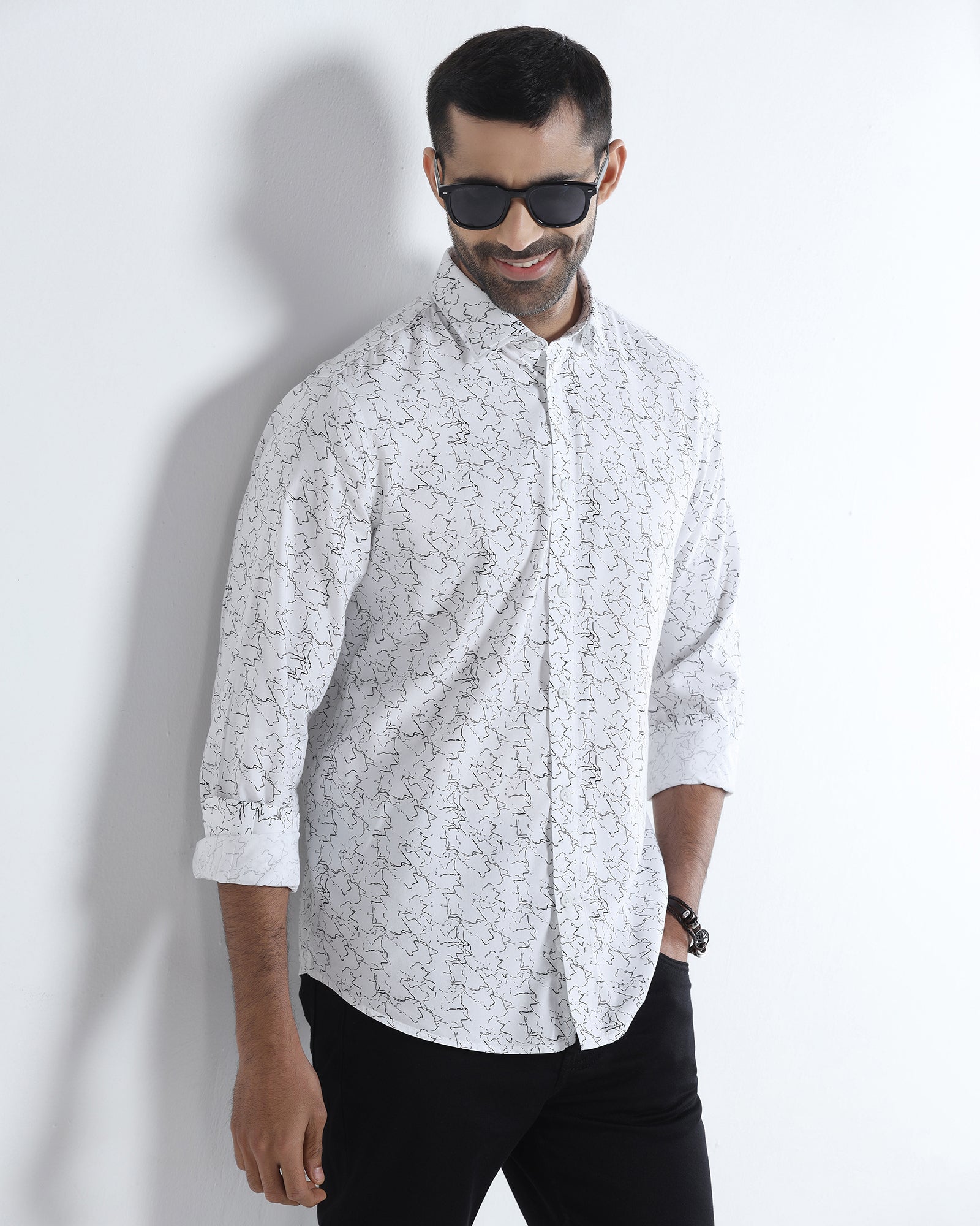 White Printed Shirt - Hoden
