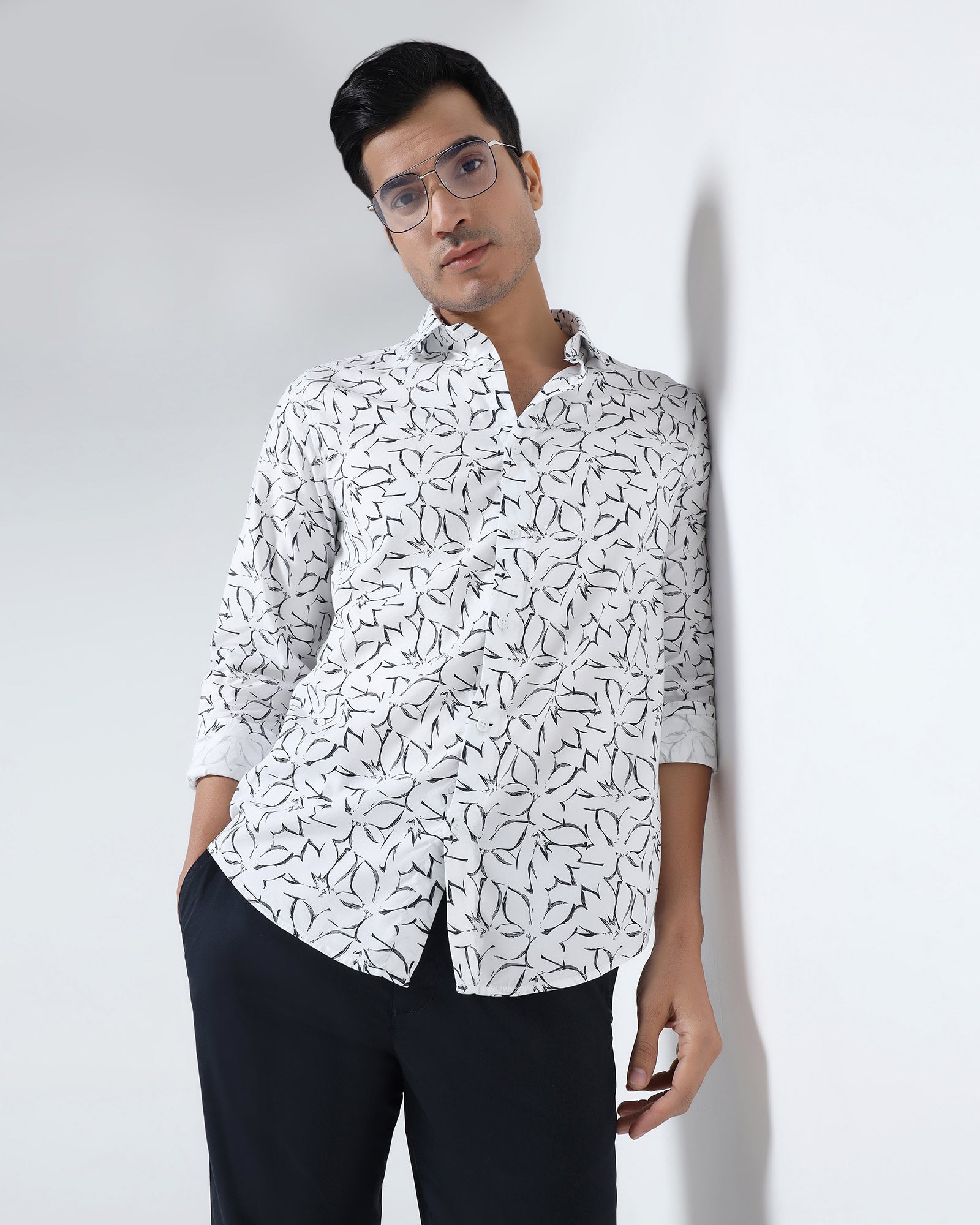 White Printed Shirt - Marcen