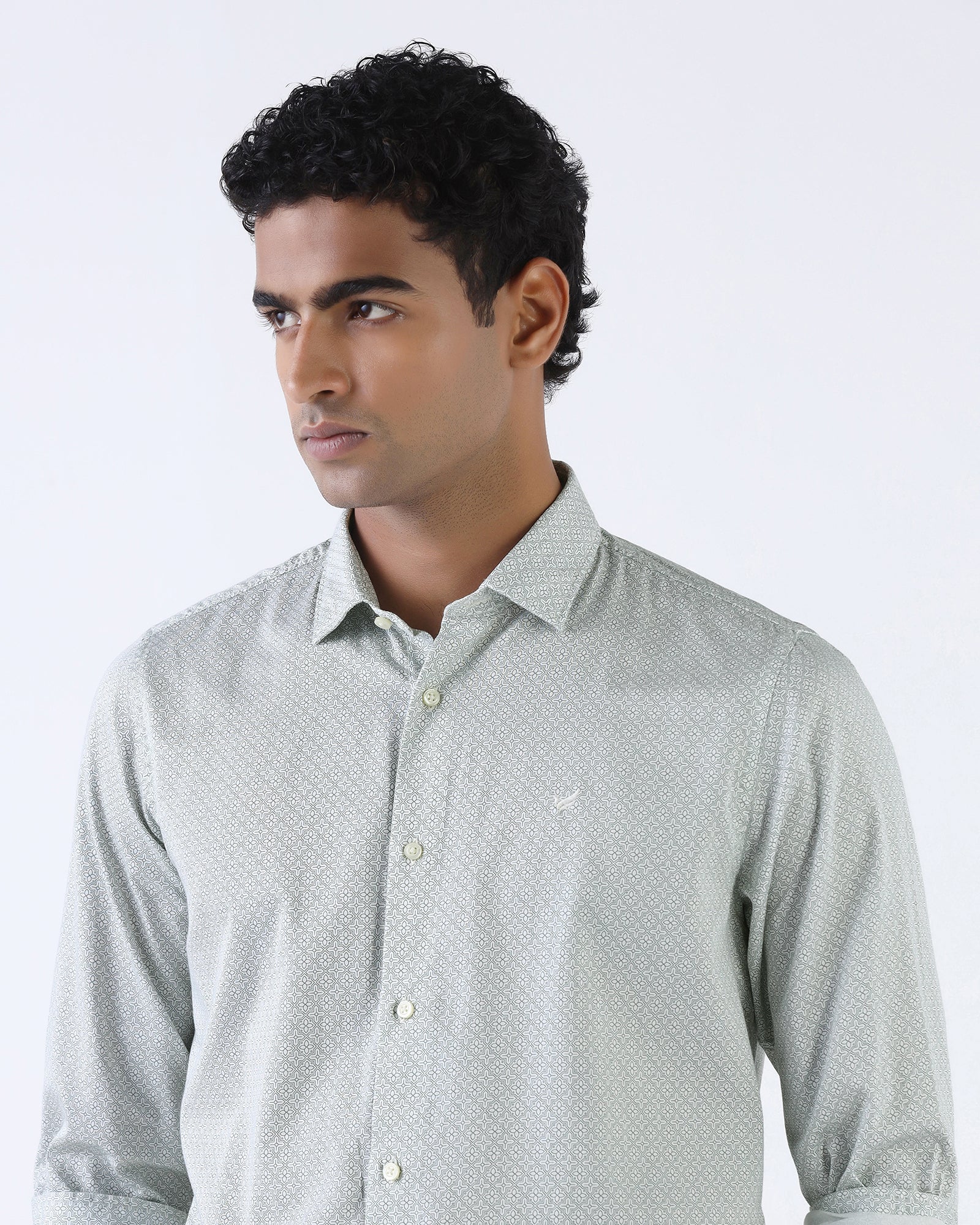 White Printed Shirt - Teffad