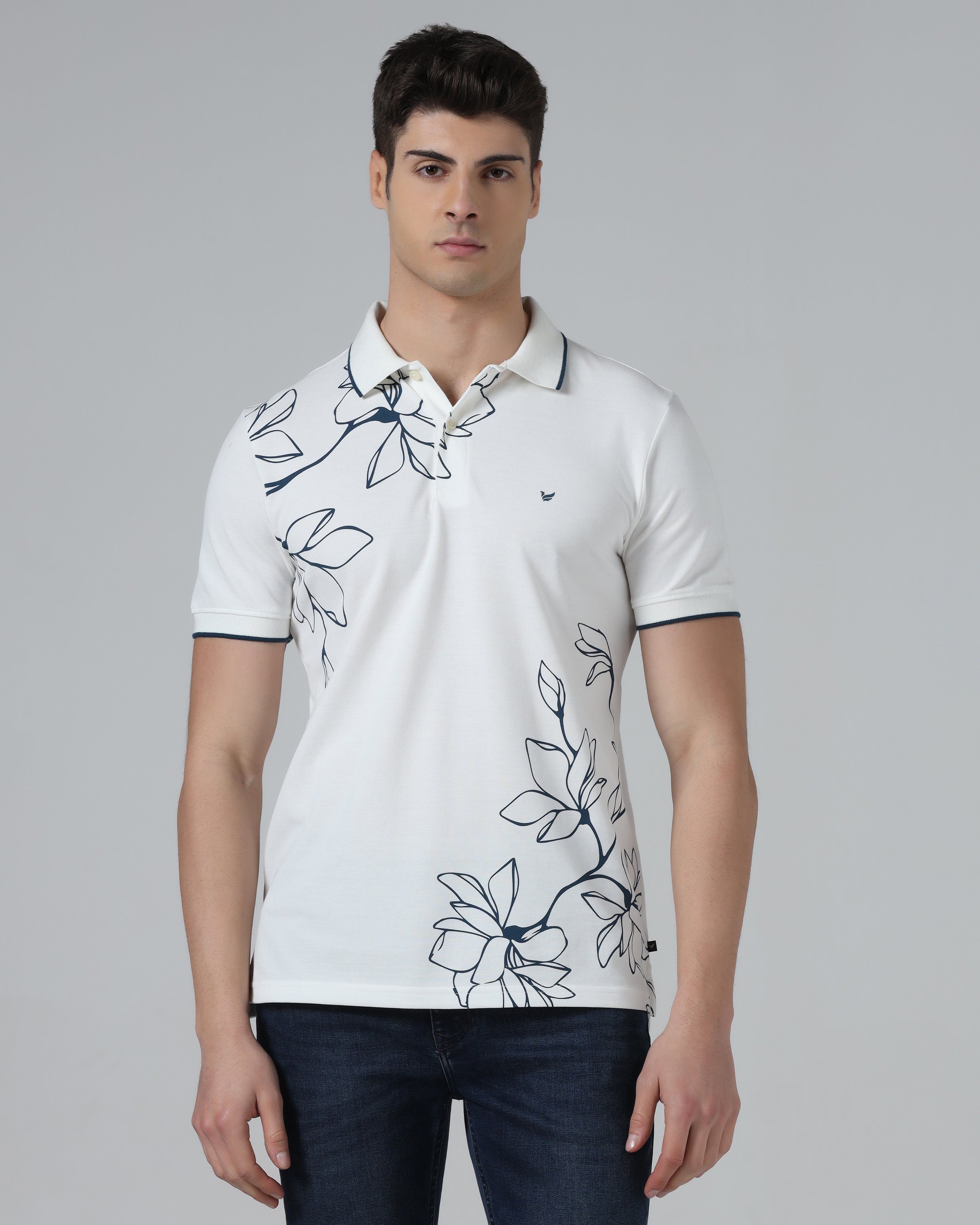 White Printed Polo - Poise