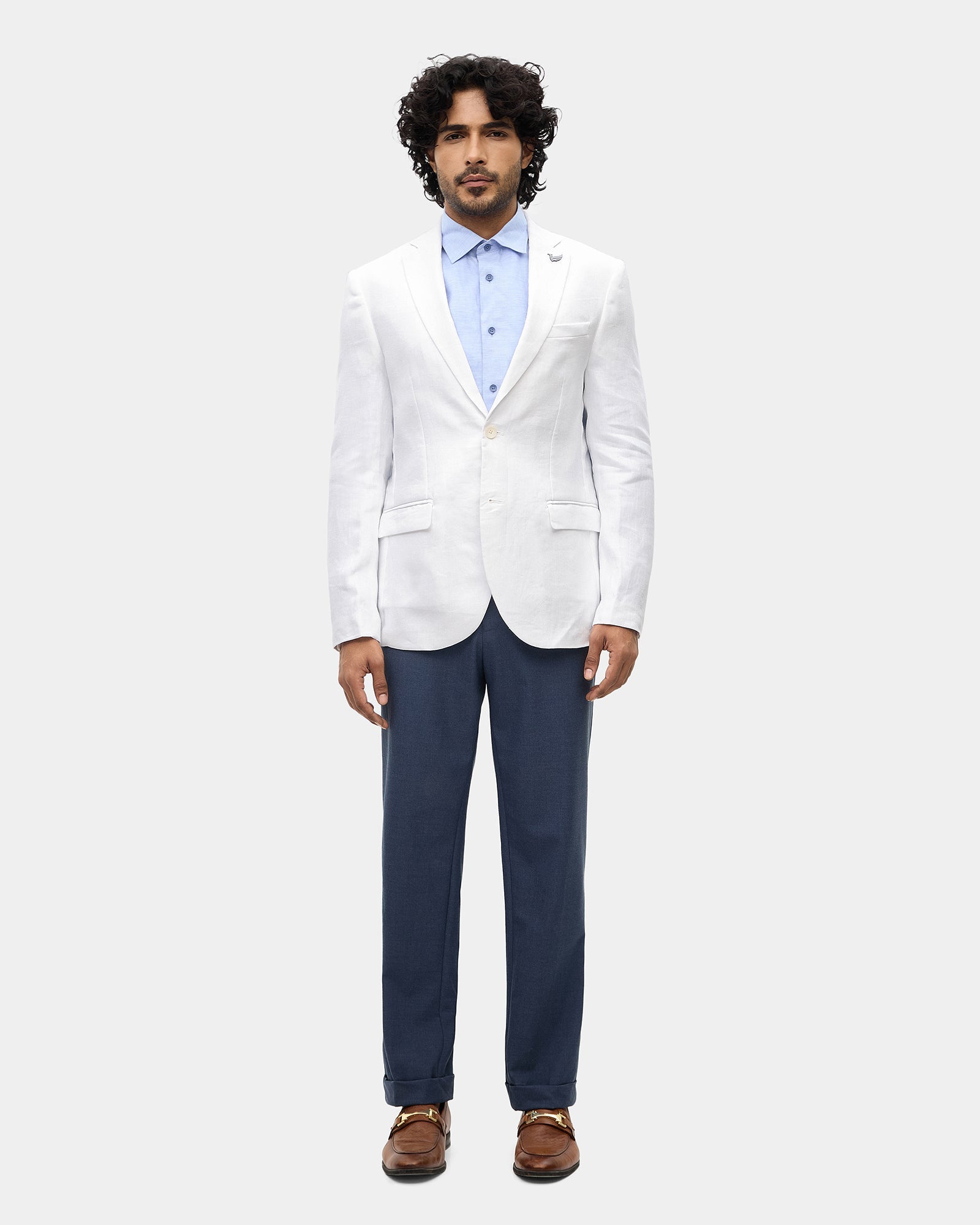 White Solid Blazer - Maddie
