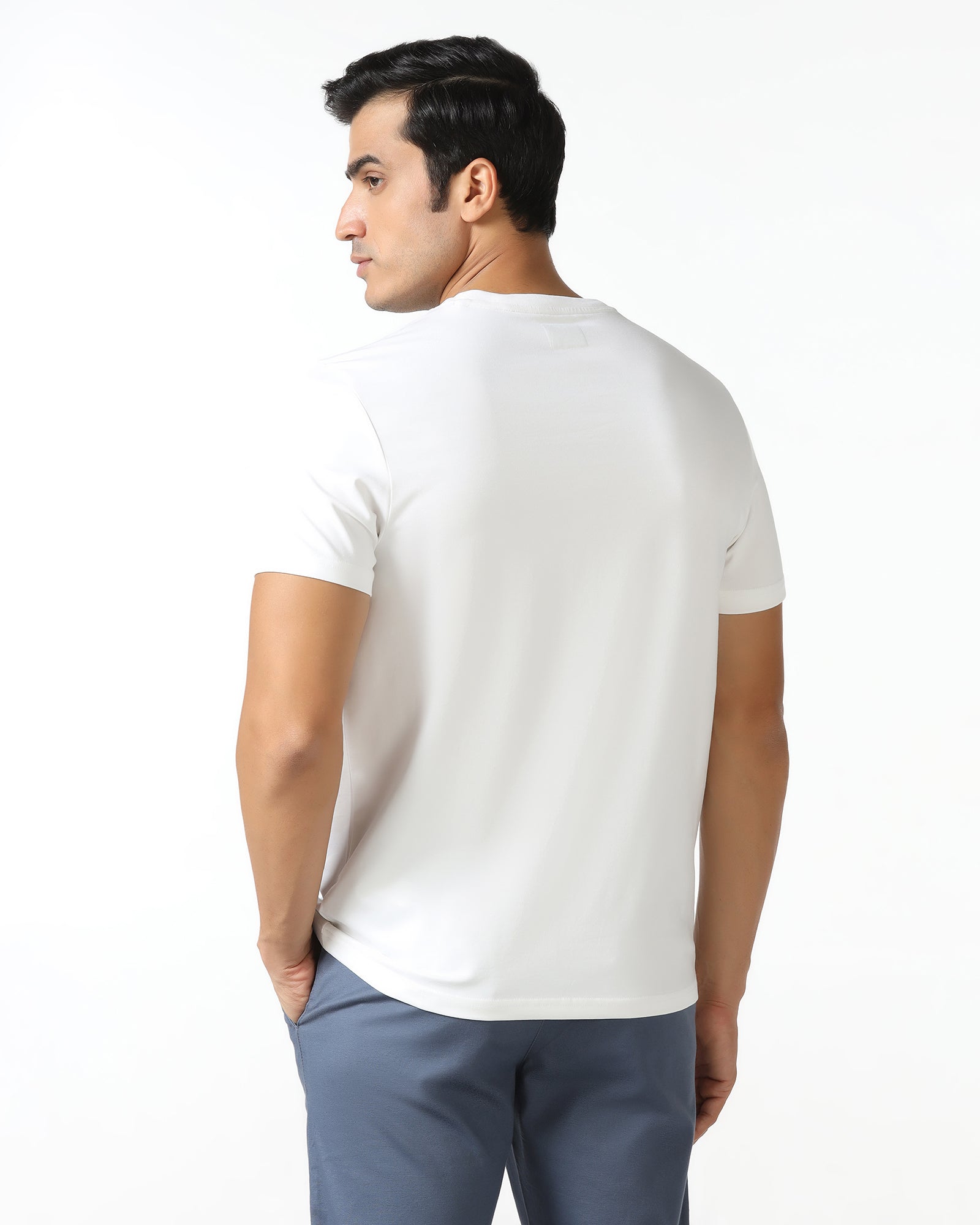 Must Haves White Crew Neck Solid T-Shirt - Twin