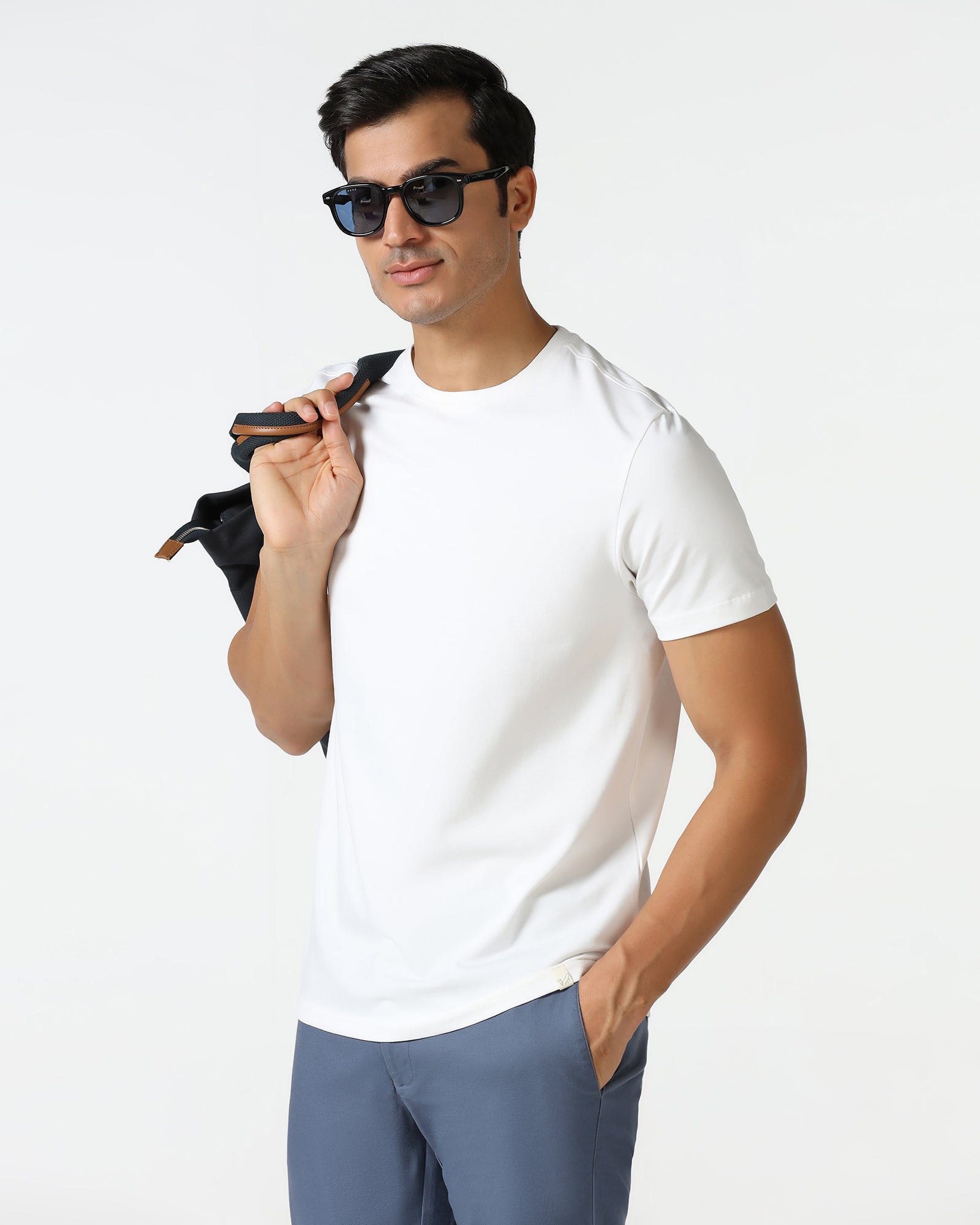 Must Haves White Crew Neck Solid T-Shirt - Twin