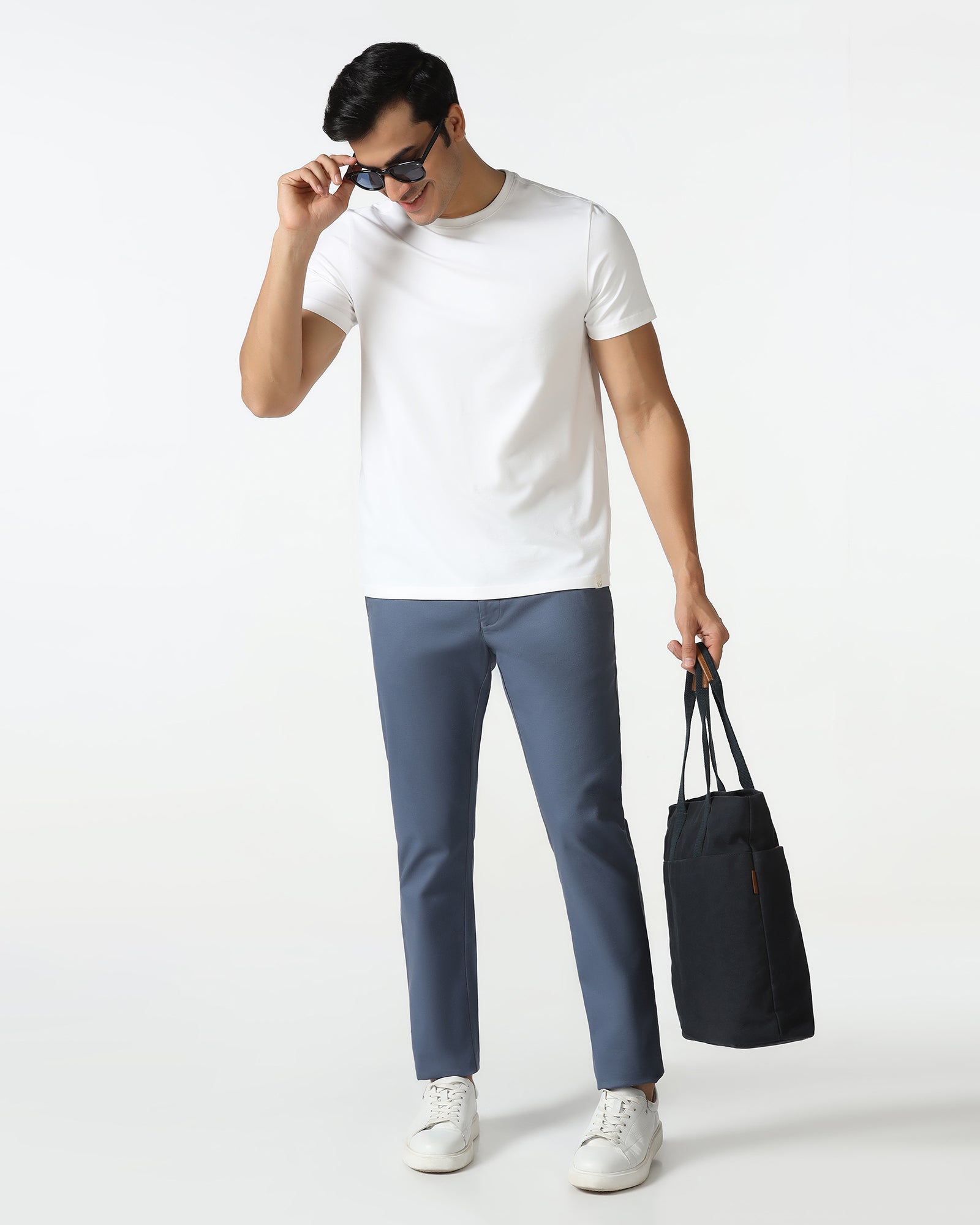 Must Haves White Crew Neck Solid T-Shirt - Twin