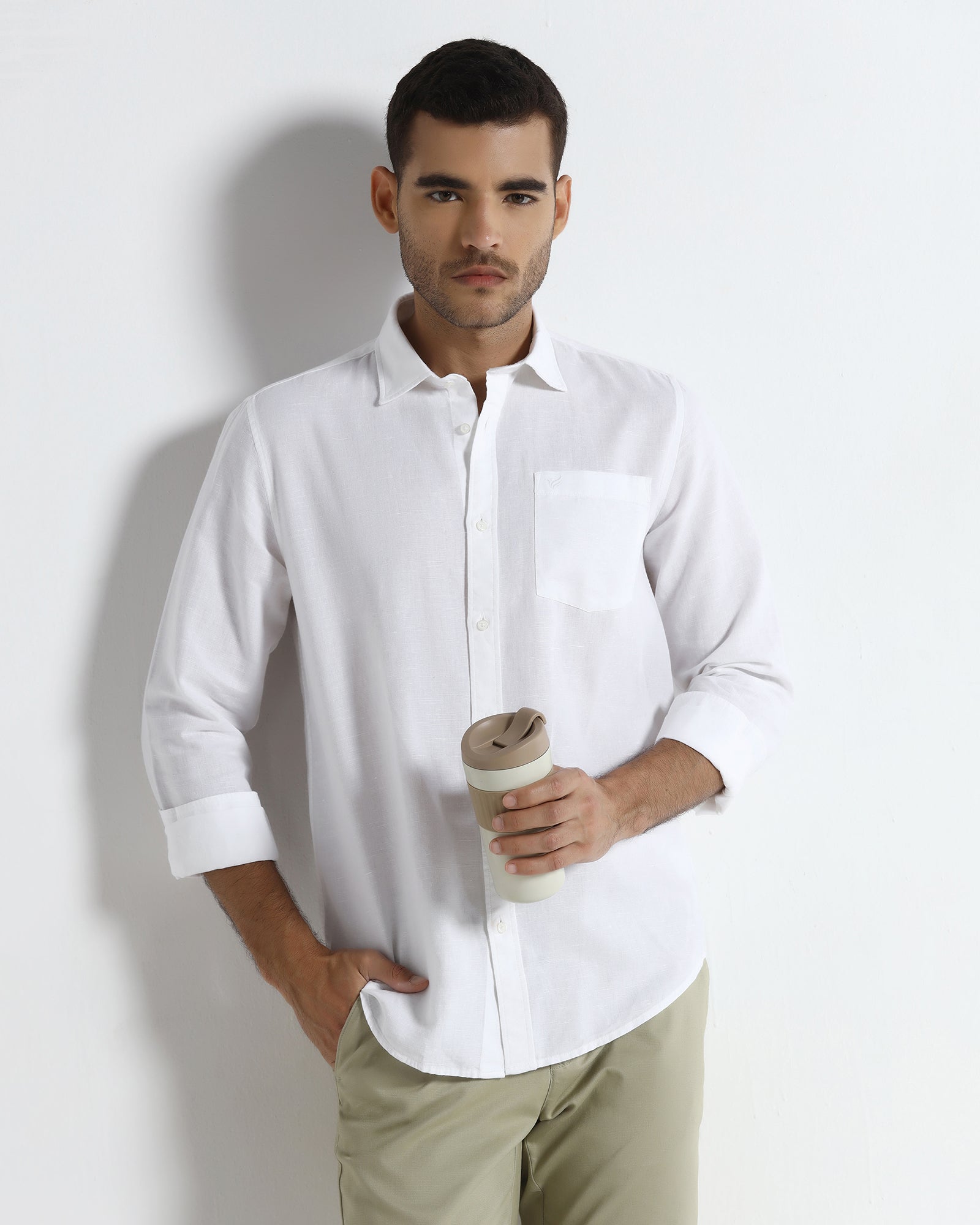 White Solid Shirt - Camro
