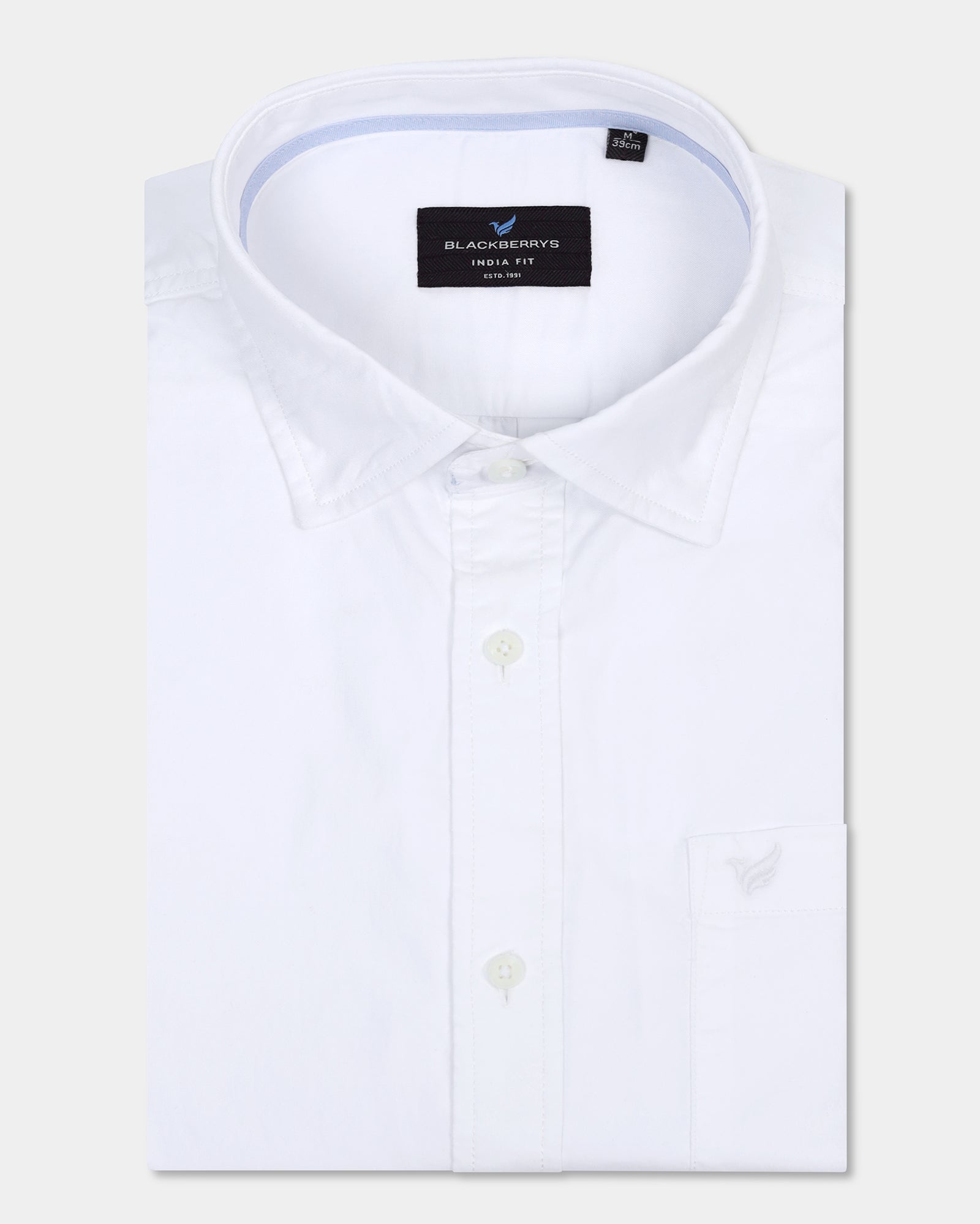 White Half Sleeve Solid Shirt - Trun