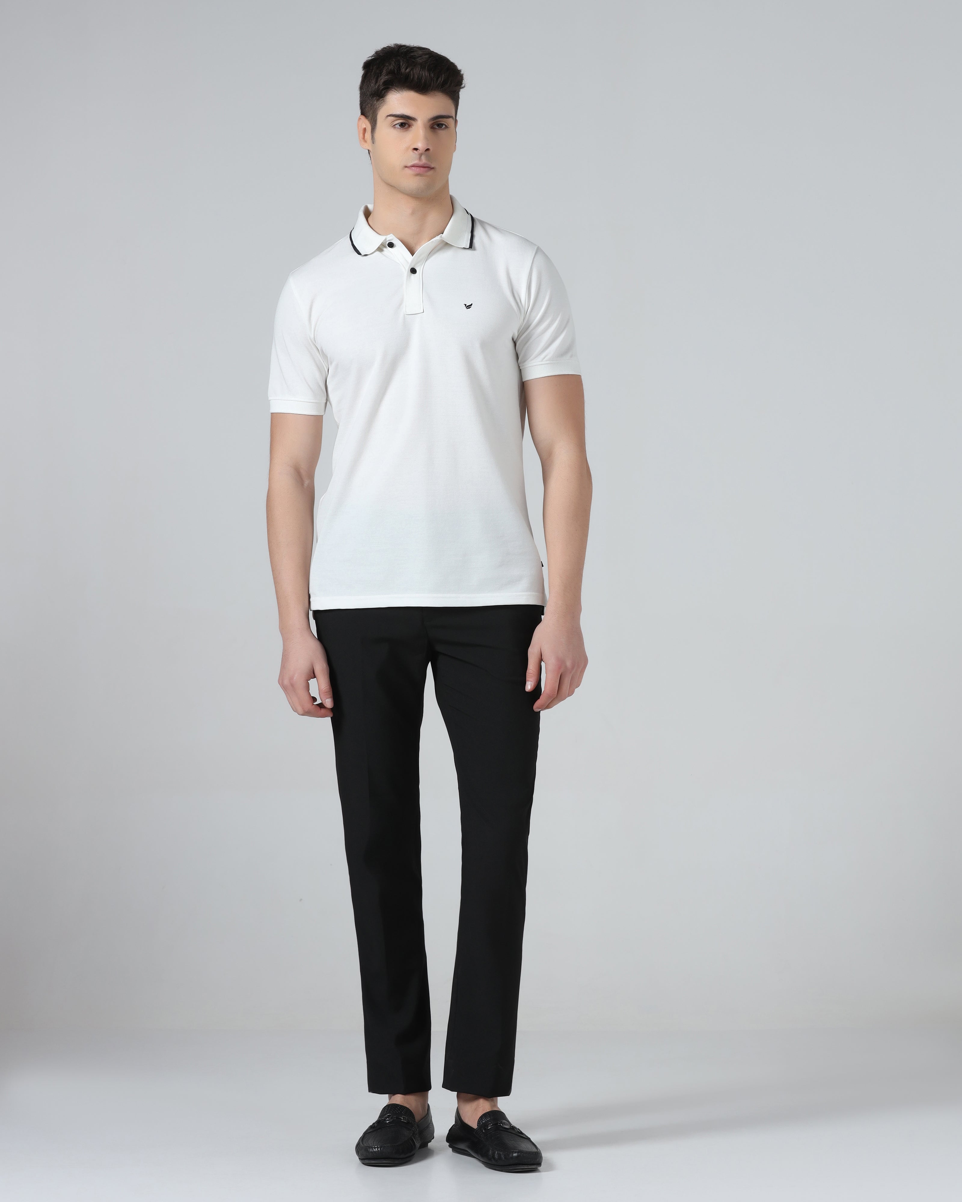 White Solid Polo - Branch
