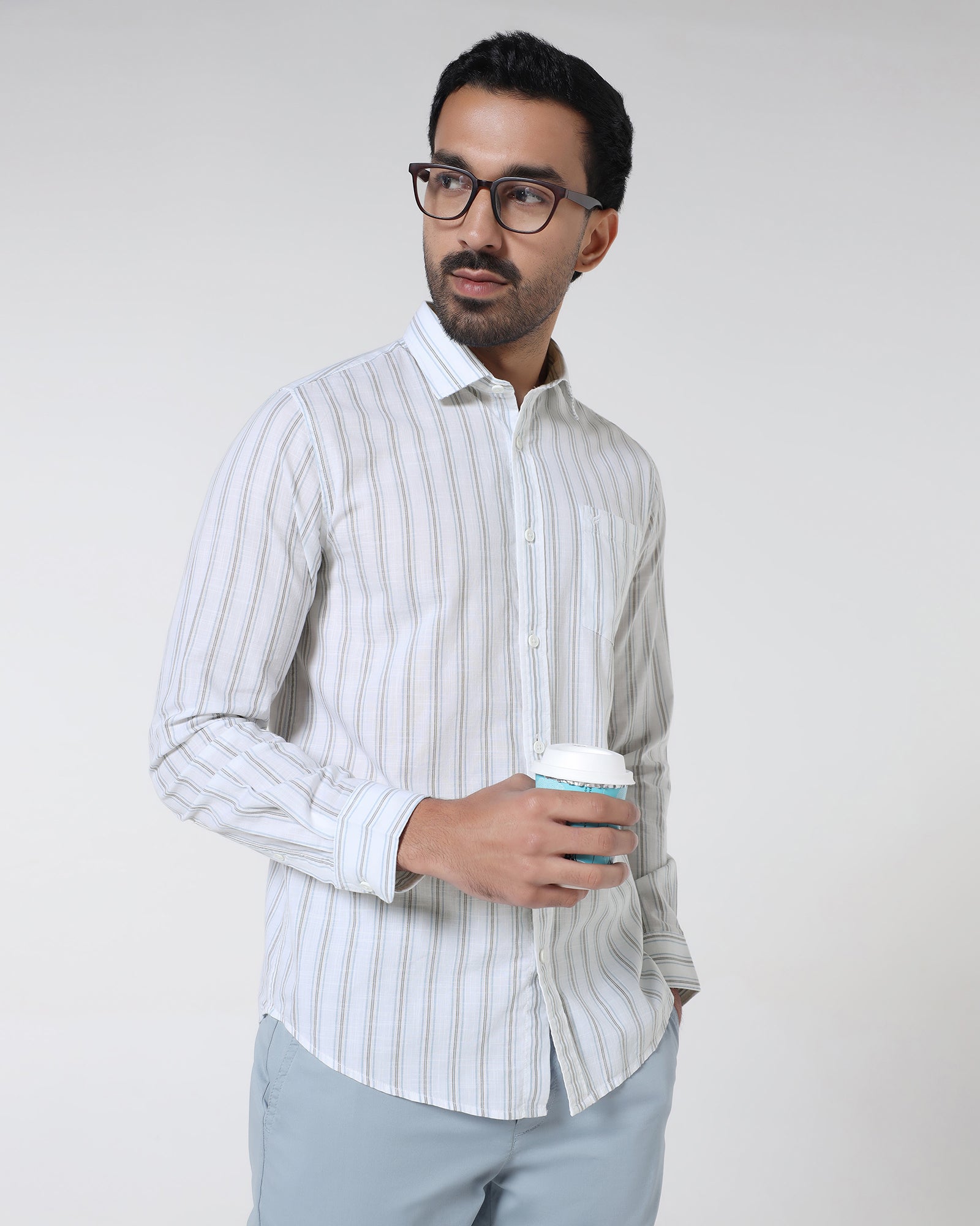 White Stripe Shirt - Lekor