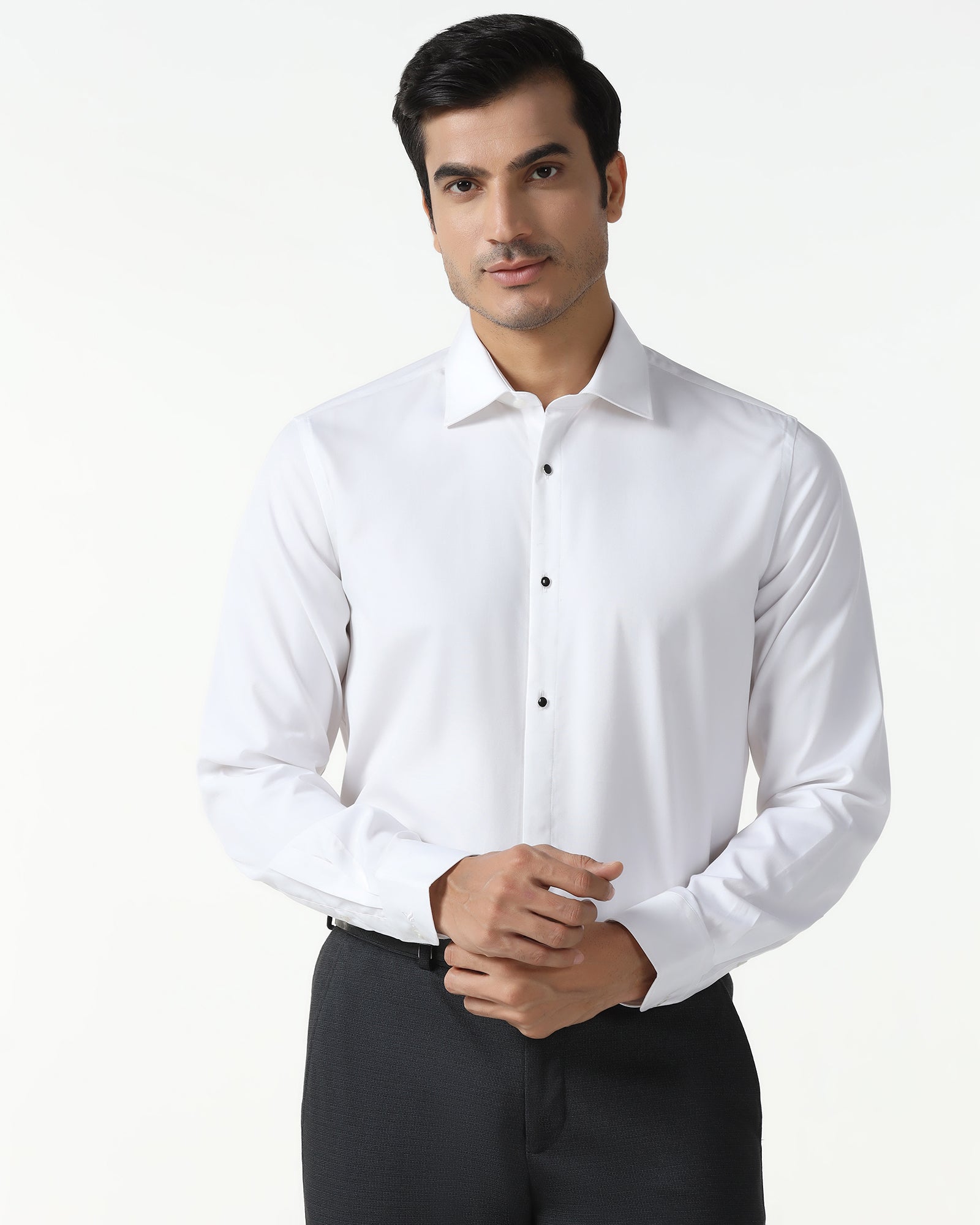 White Super White Solid Shirt - Dallas