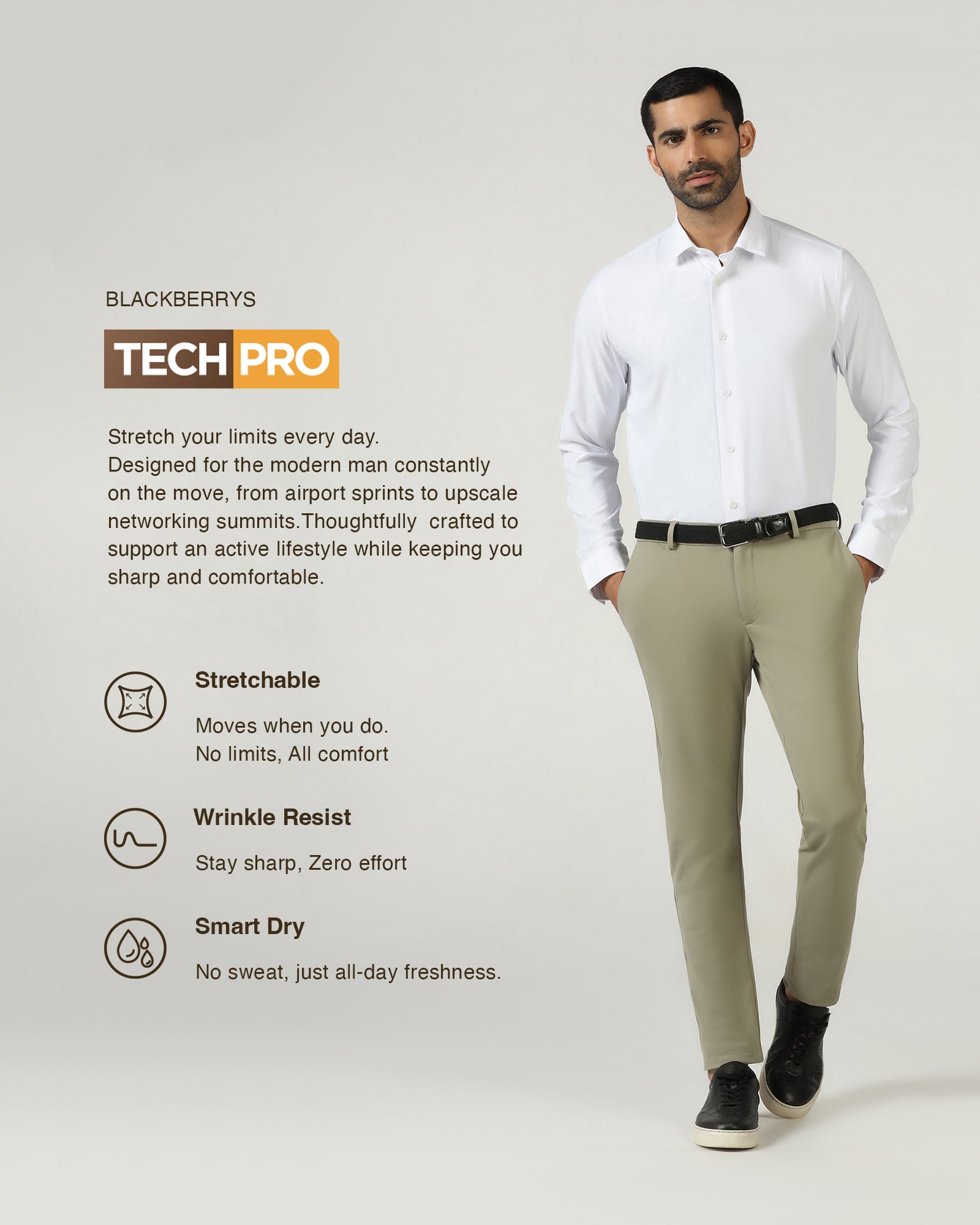 White TechPro Solid Shirt - Shephard