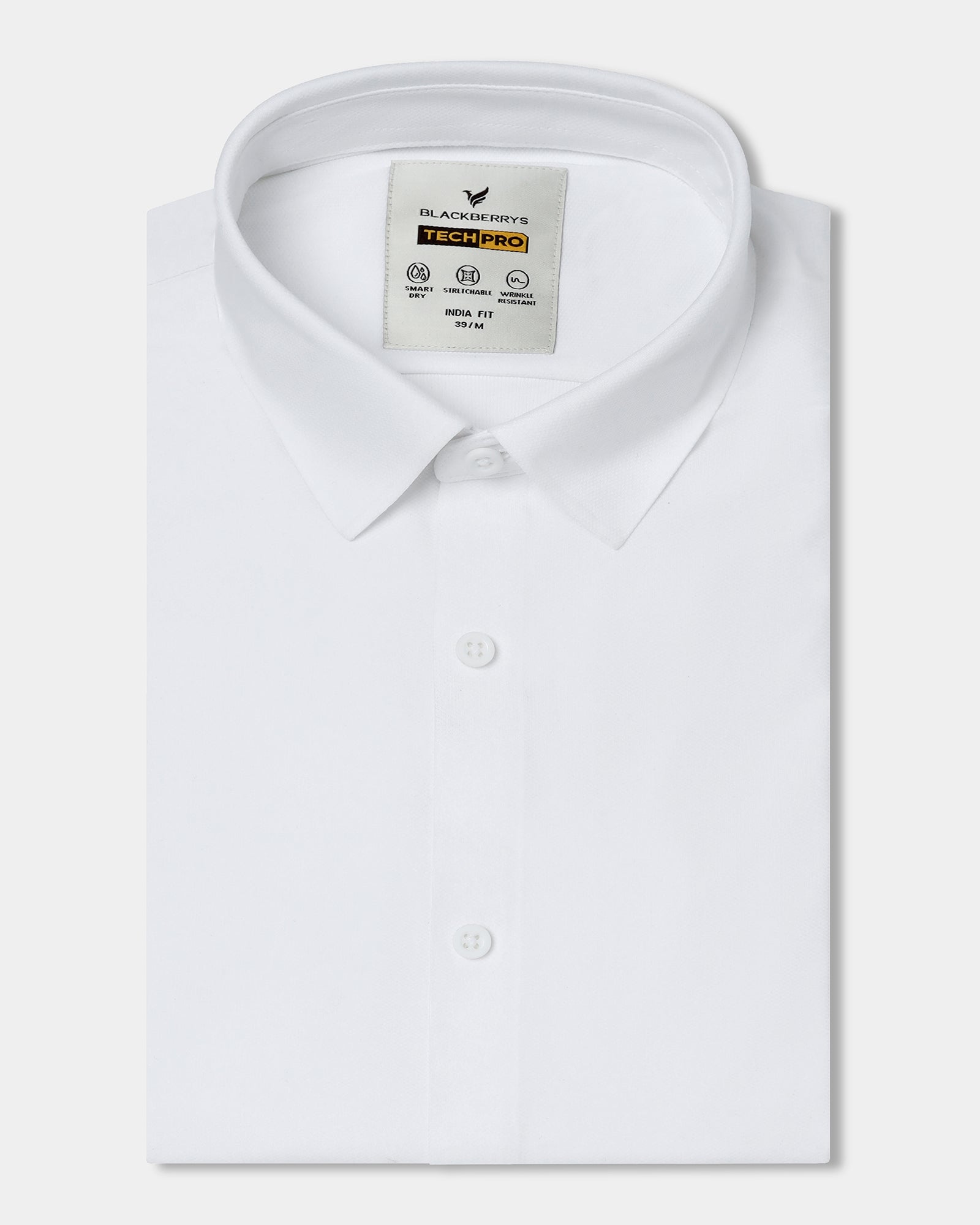 White Half Sleeve TechPro Textured Shirt - Henry