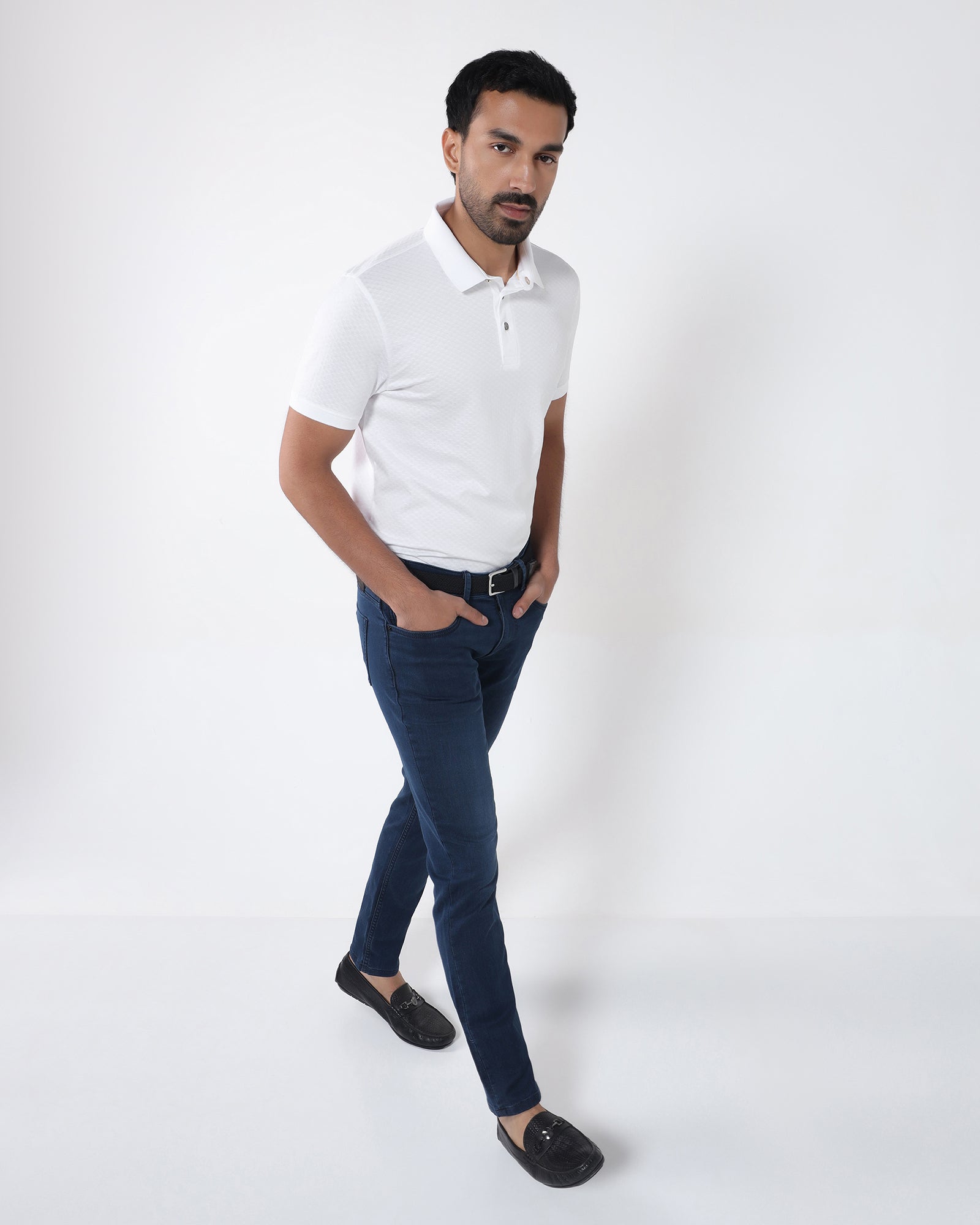 White Textured Polo - Gama