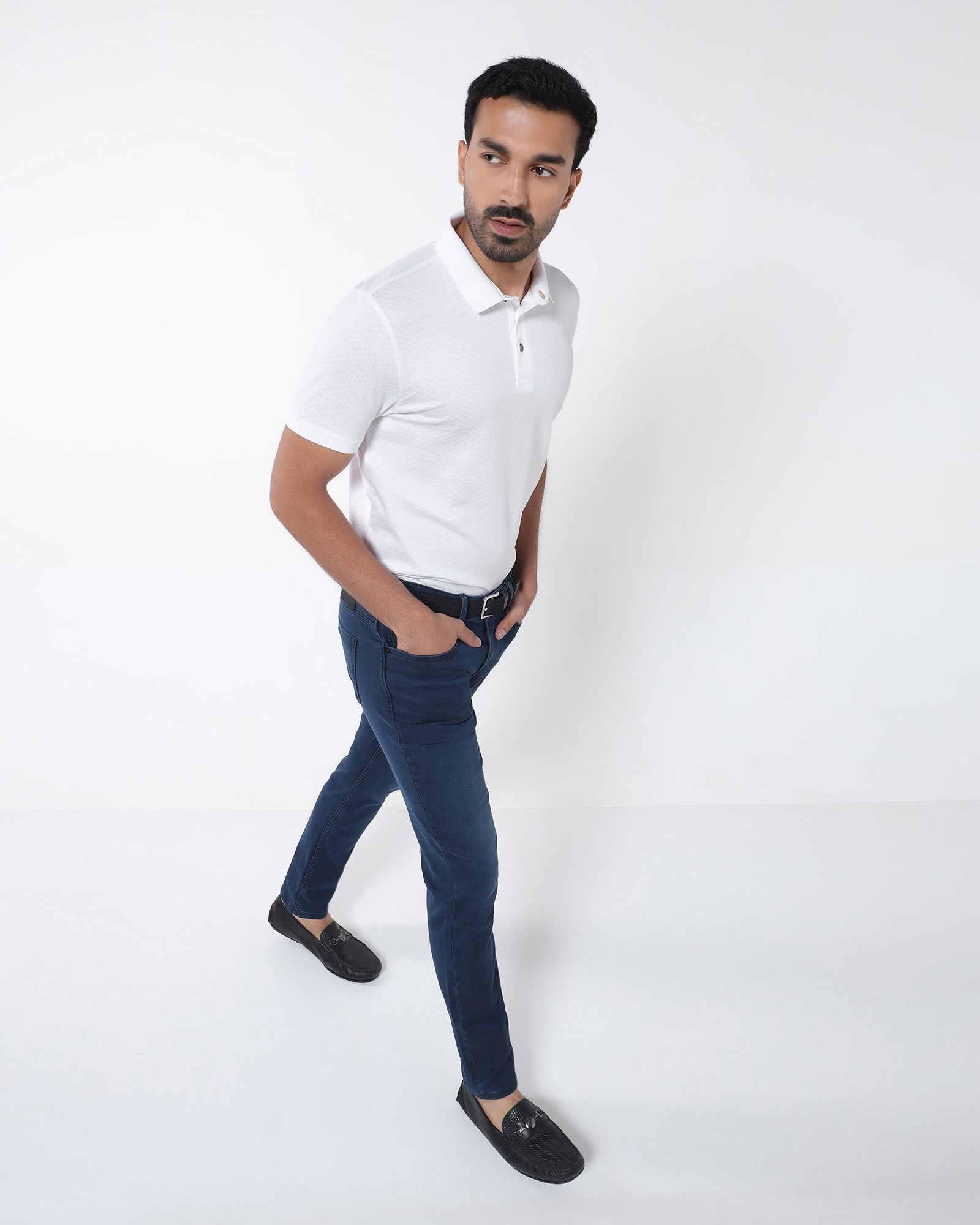 White Textured Polo - Gama