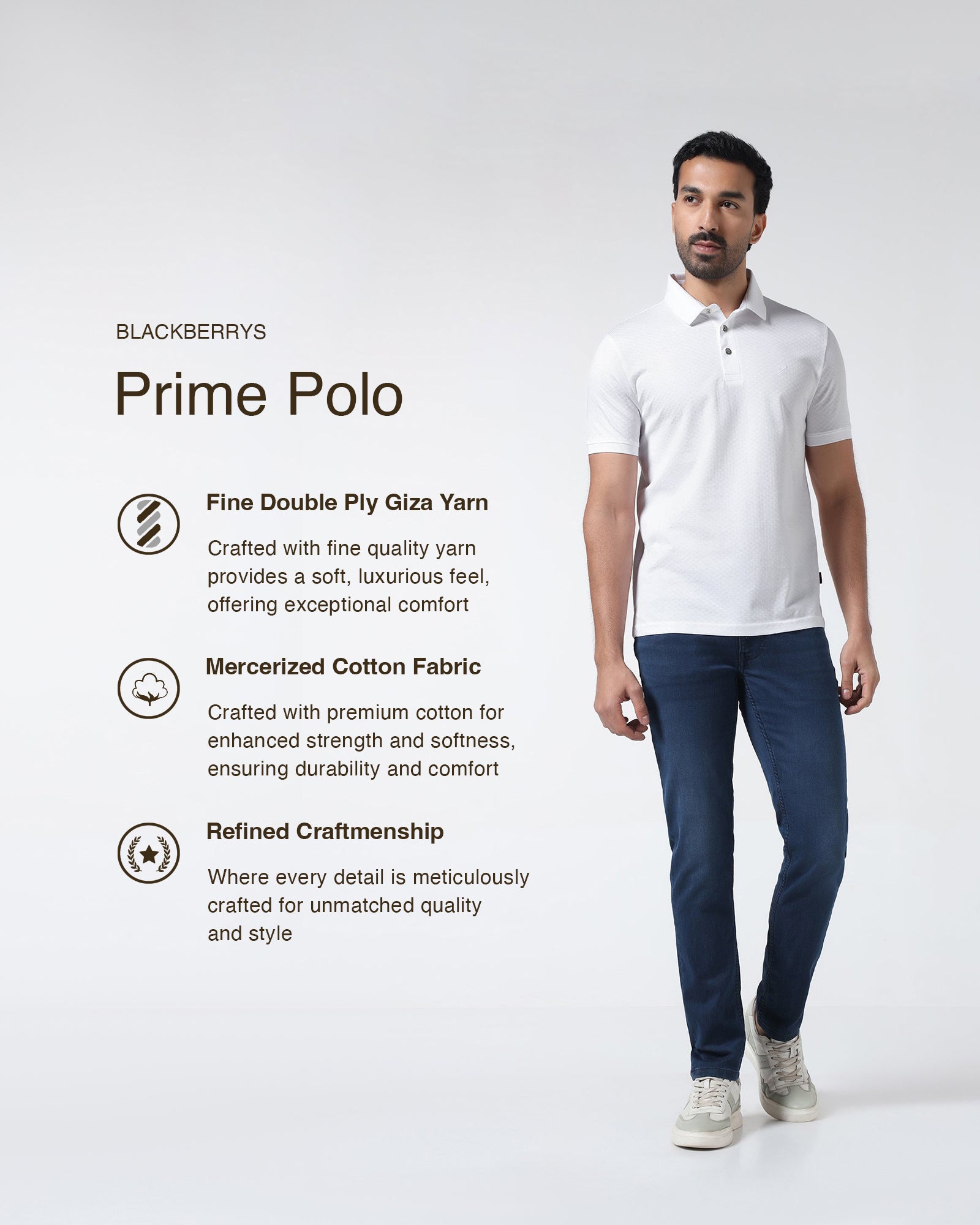 White Textured Polo - Gama