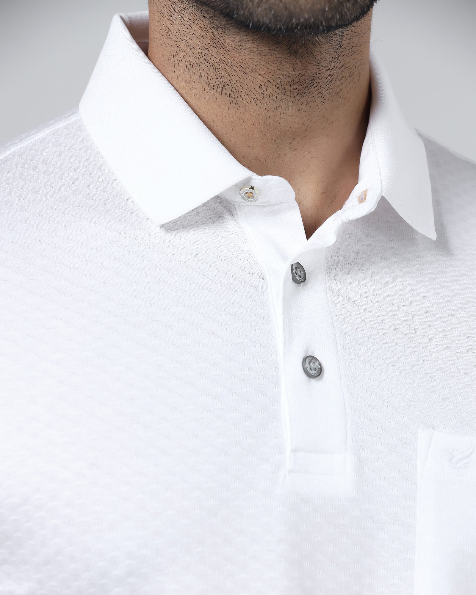 White Textured Polo - Gama