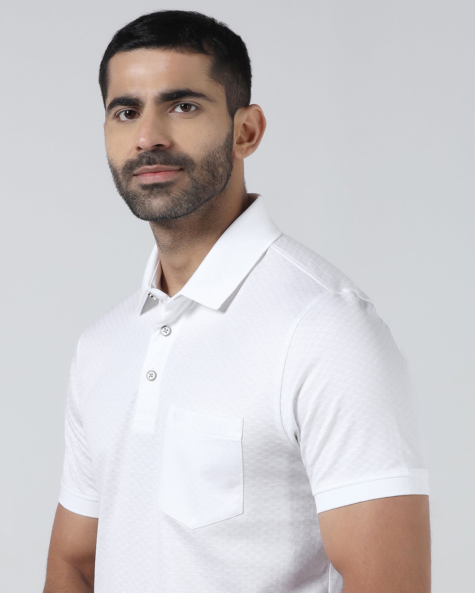 White Textured Polo - Gama
