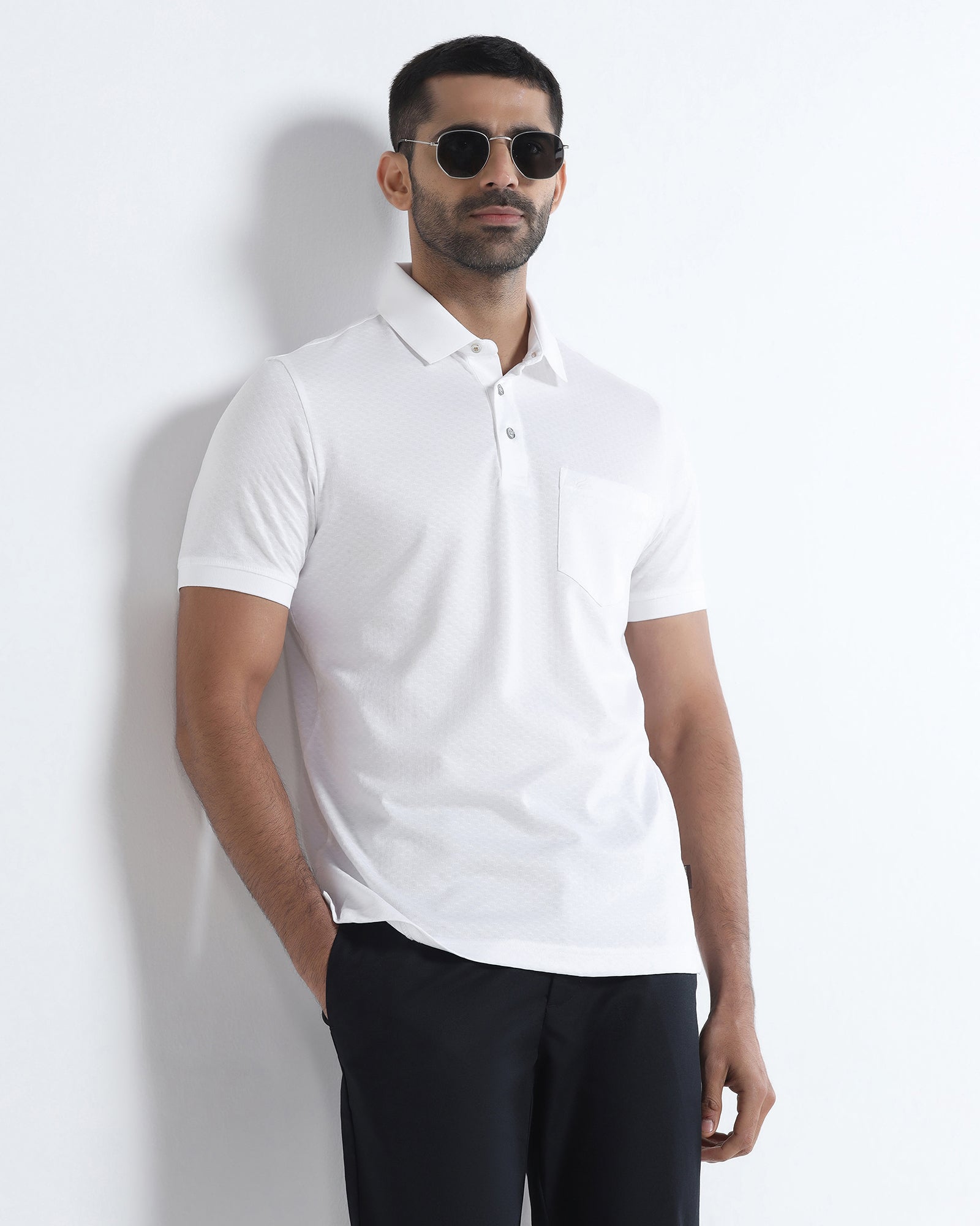 White Textured Polo - Gama