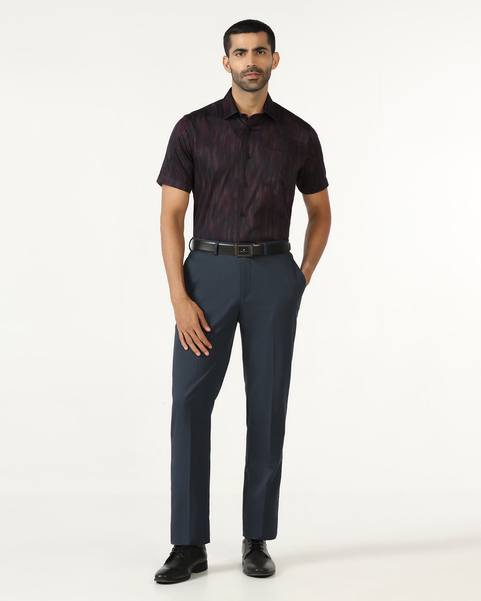 Wine Half Sleeve Printed Shirt - Siena