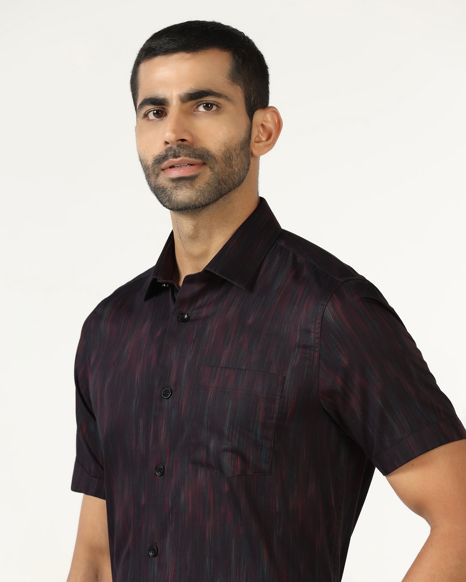Wine Half Sleeve Printed Shirt - Siena