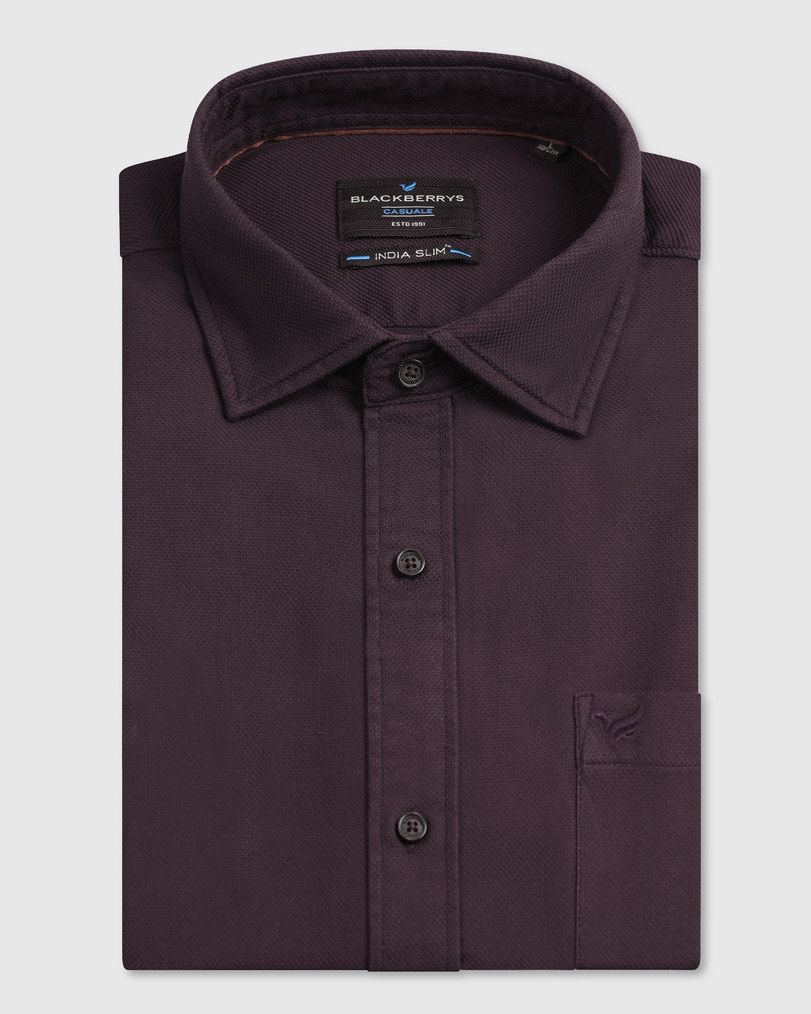 Wine Half Sleeve Textured Shirt - Caty