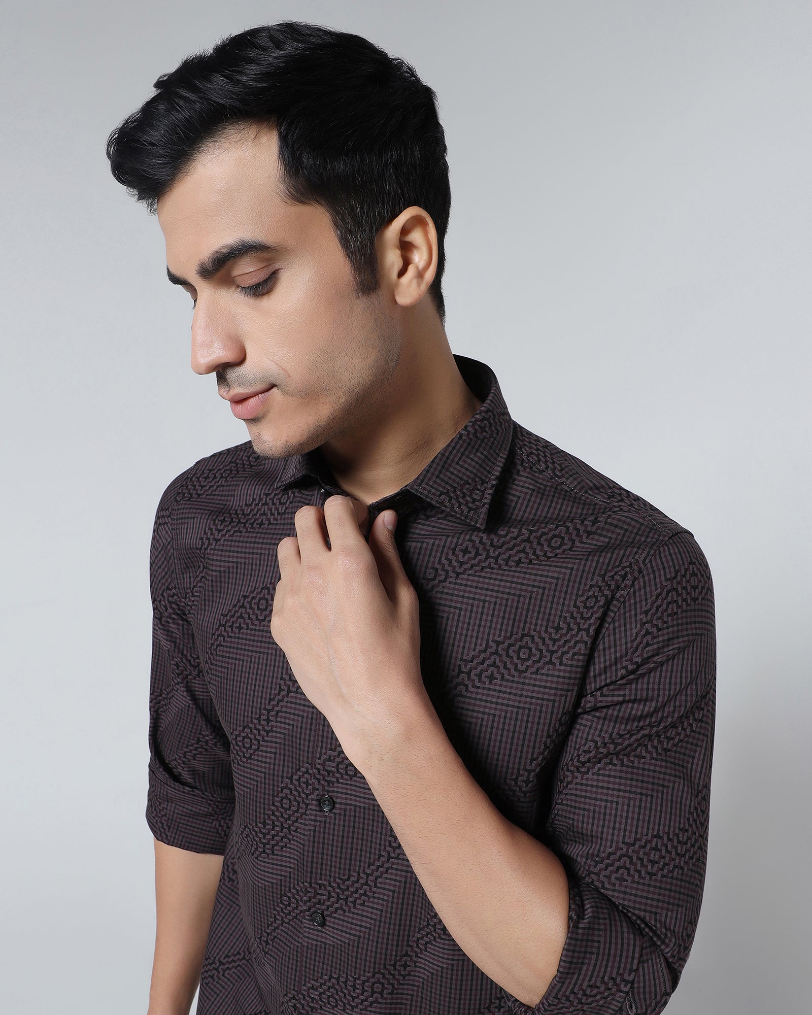 Wine Jacquard Shirt - Neol