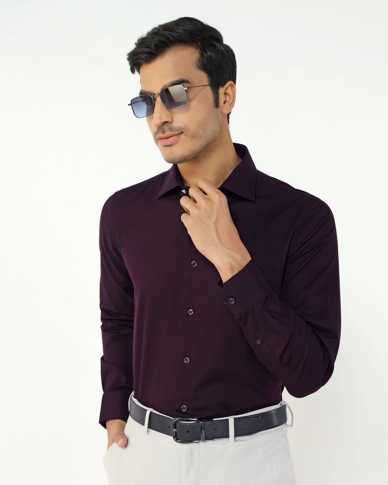 Wine Jacquard Shirt - Romeo
