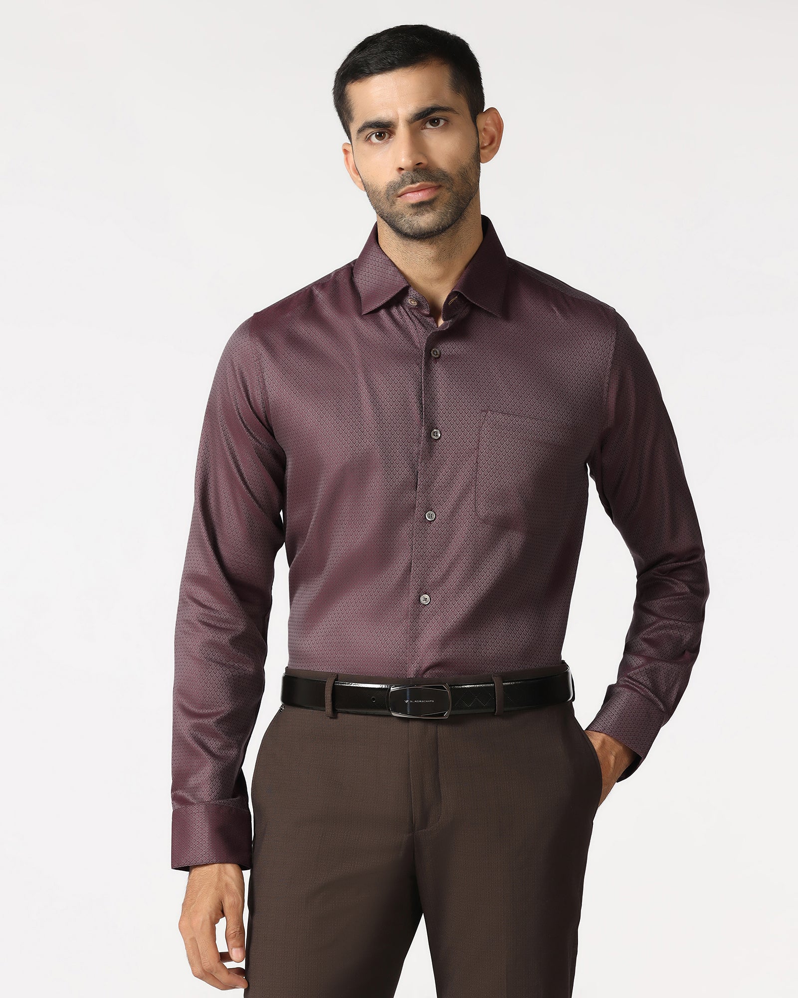 Wine Luxe Jacquard Shirt - Mirror