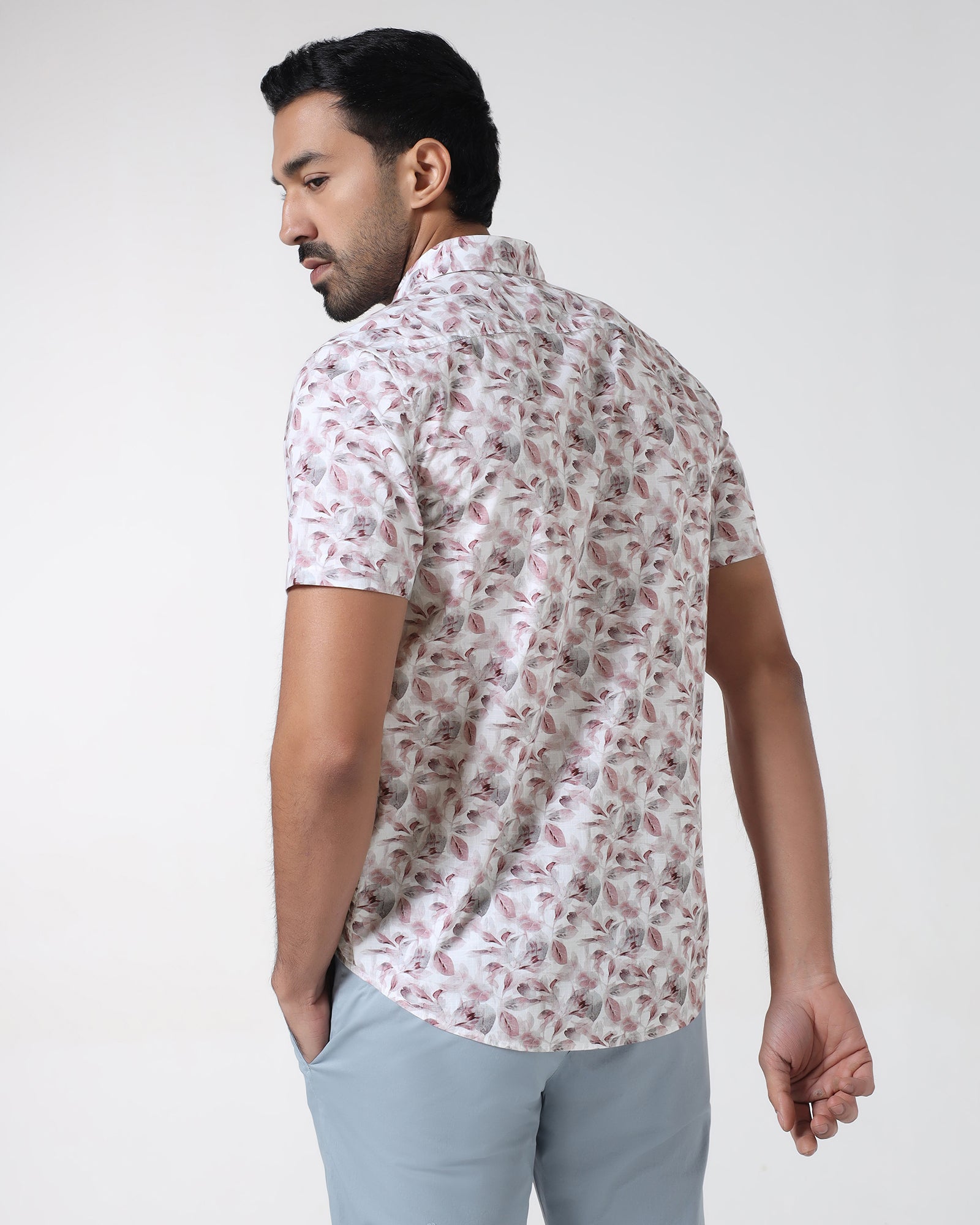 Wine Half Sleeve Printed Shirt - Enric