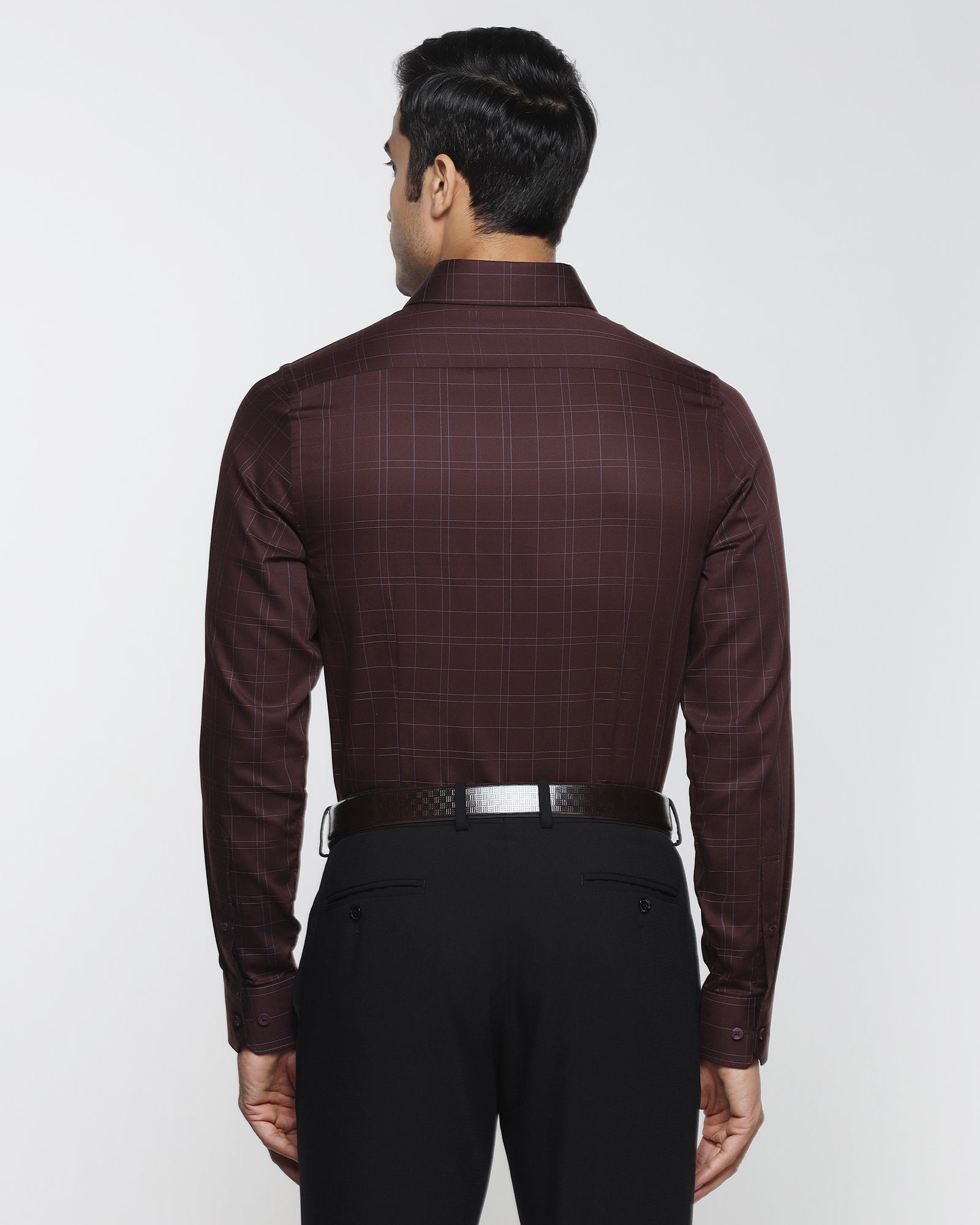 Wine Red Check Shirt - Axton