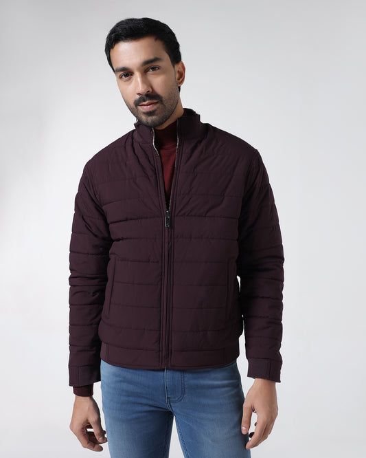 Wine Reversible Solid Zipper Jacket - Fietro