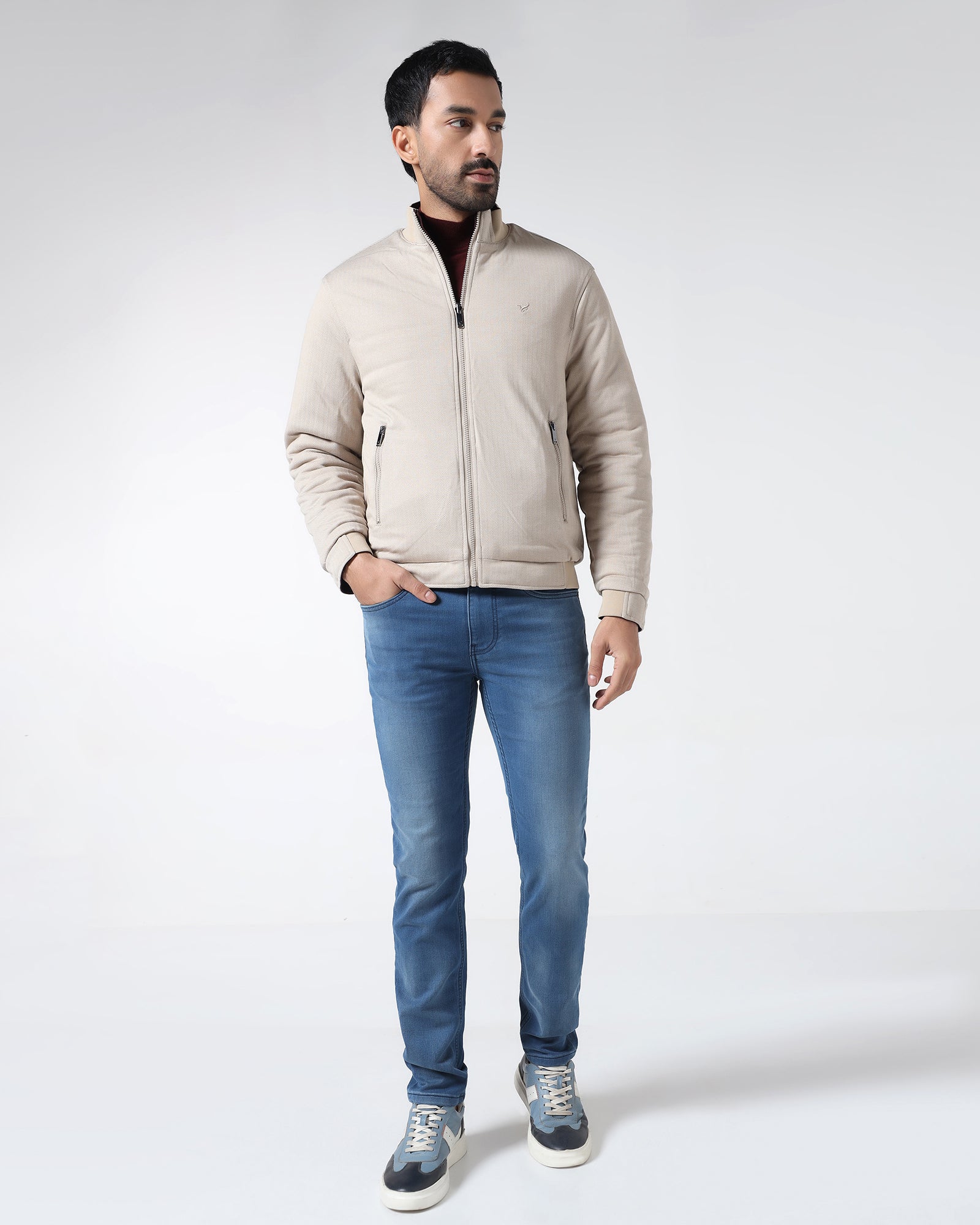 Wine Reversible Solid Zipper Jacket - Fietro