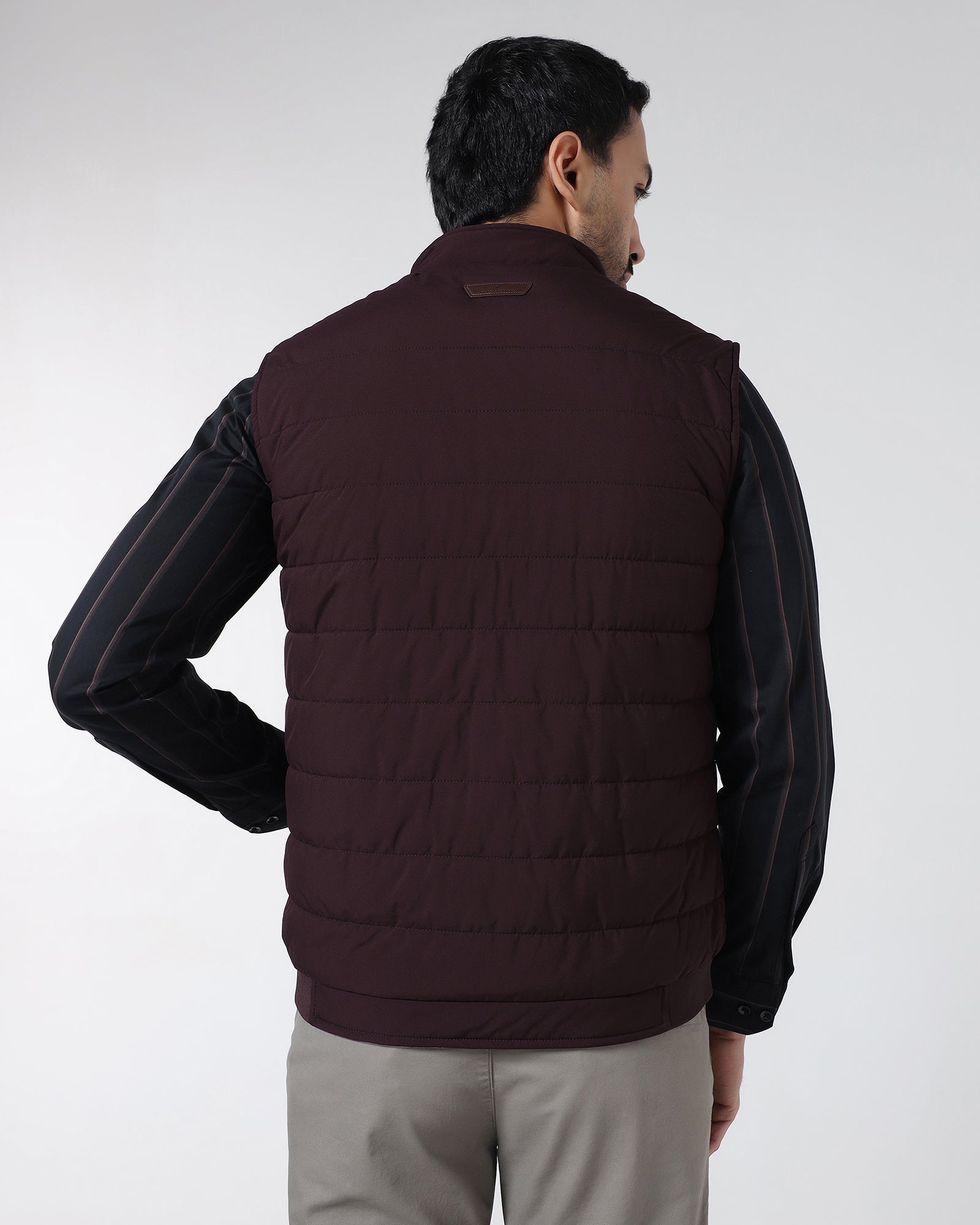 Wine Reversible Solid Zipper Jacket - Zietro