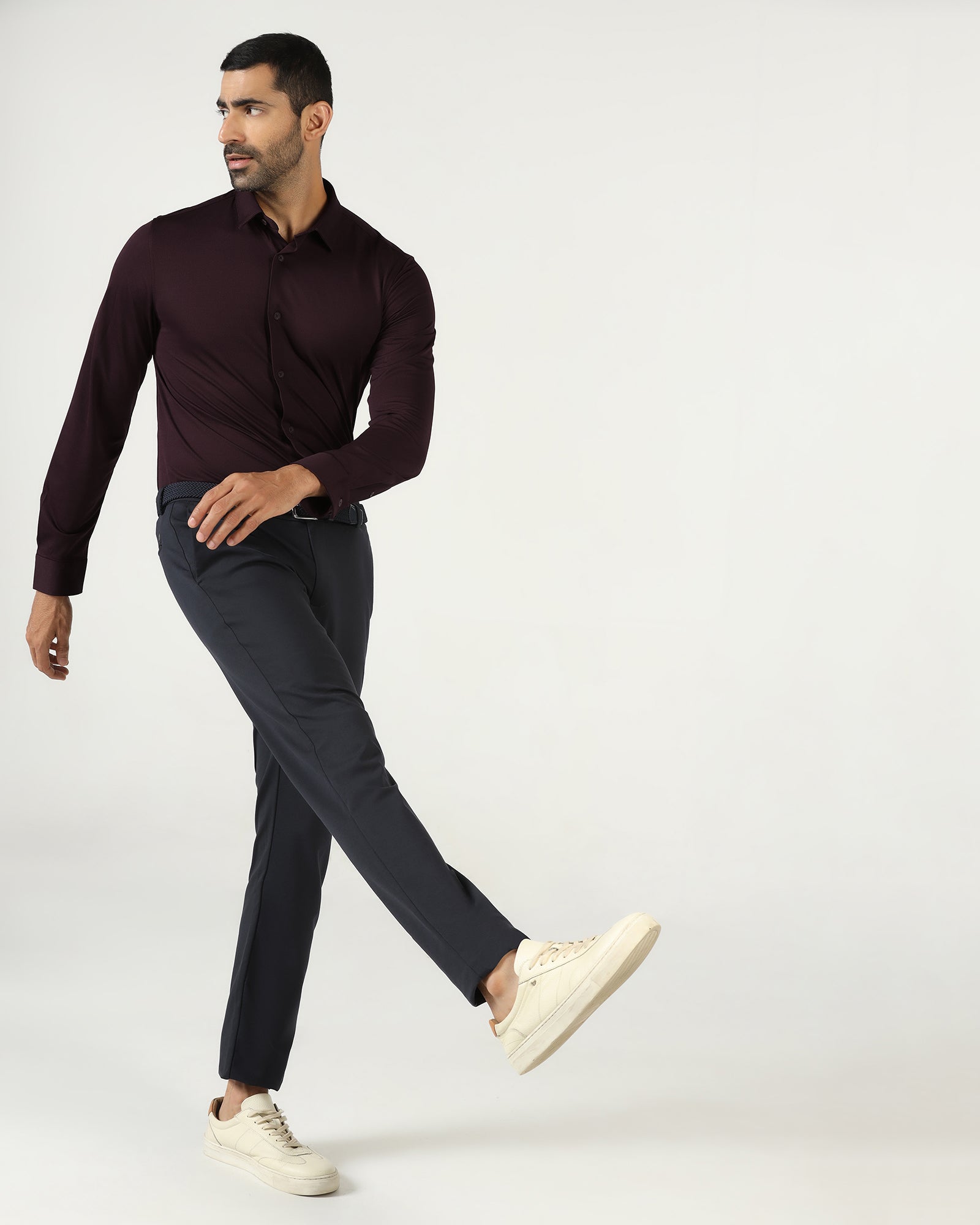 Wine Techpro Stripe Shirt - Keish