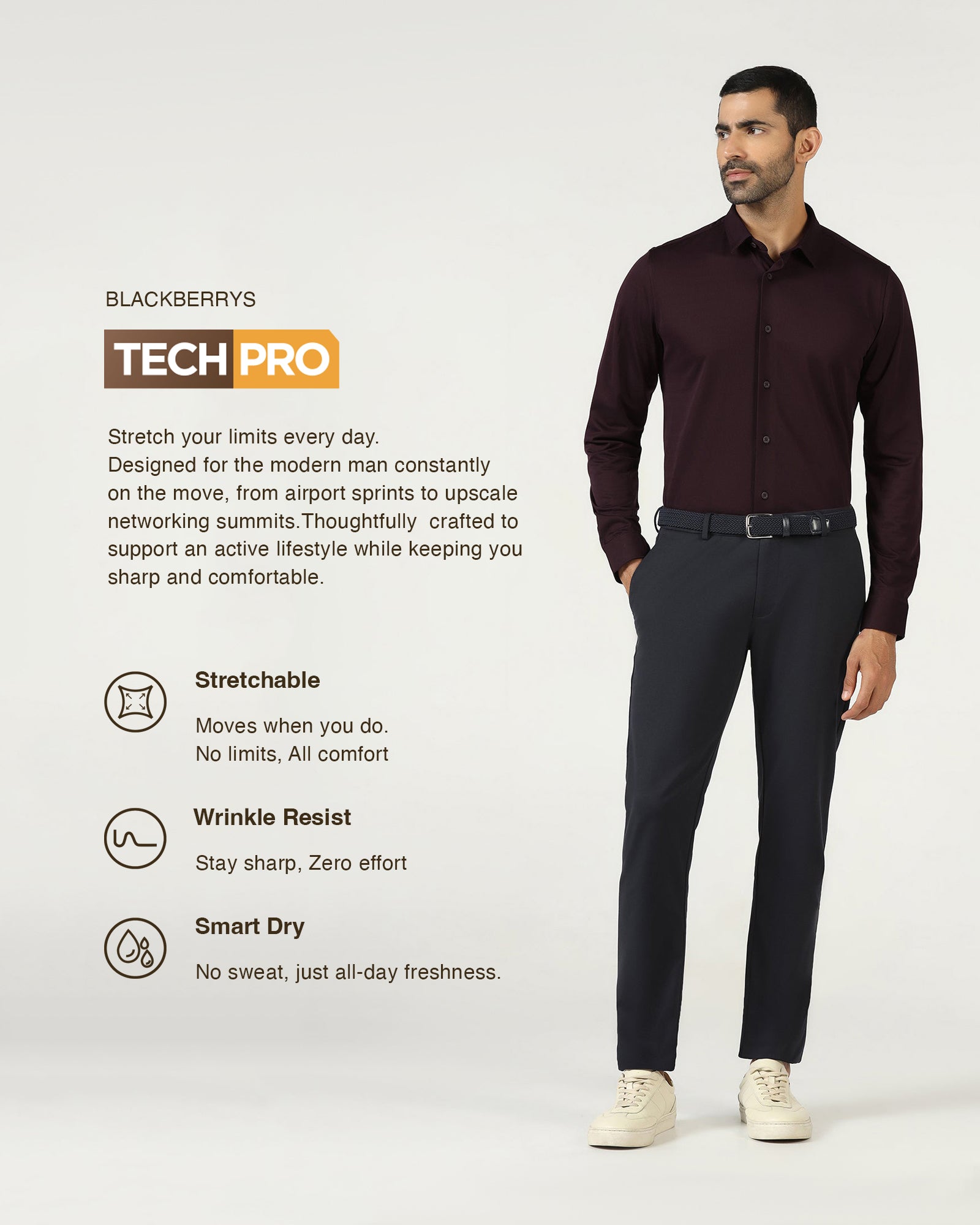 Wine TechPro Stripe Shirt - Keish