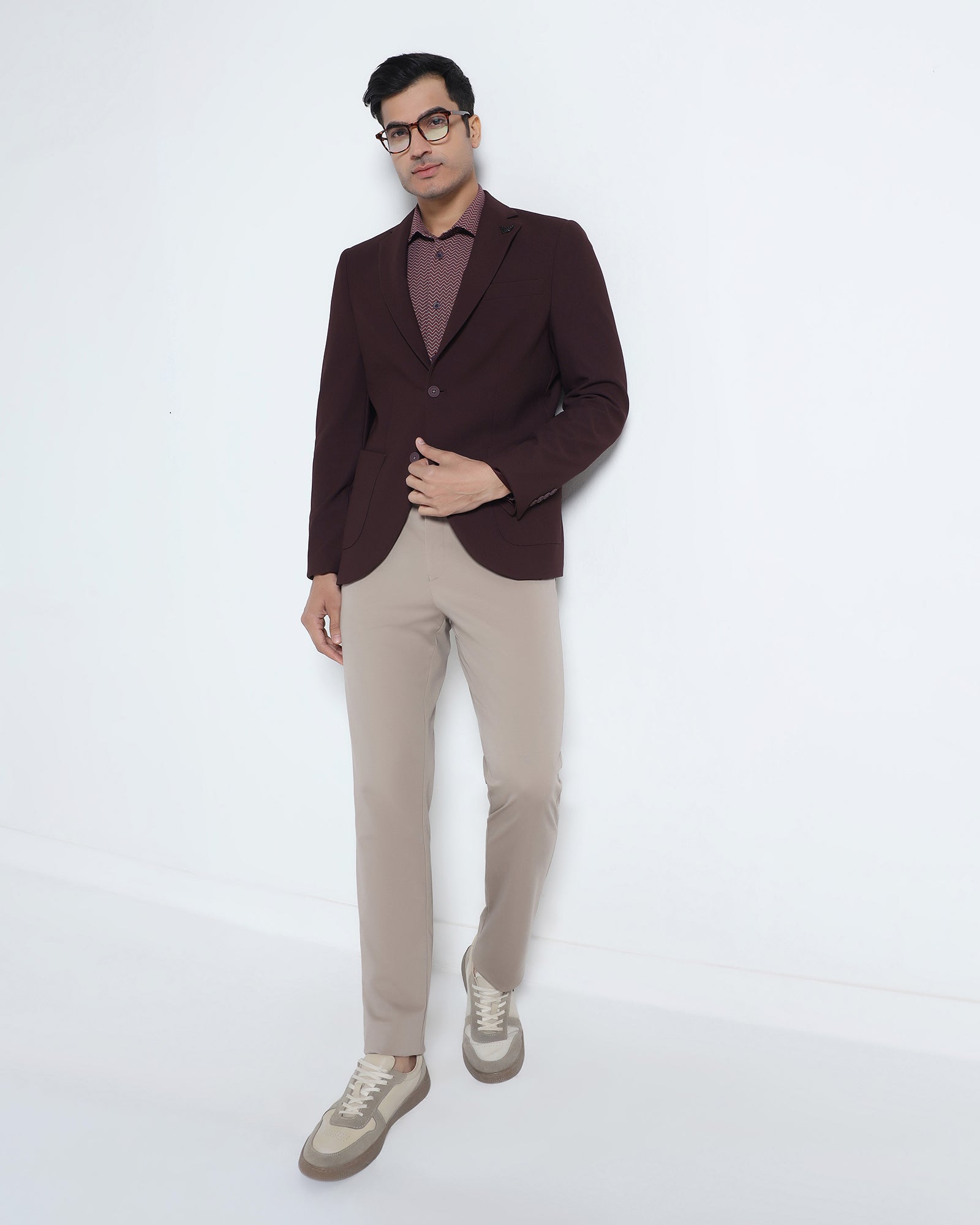 Wine TechPro Textured Blazer - Rodrygo