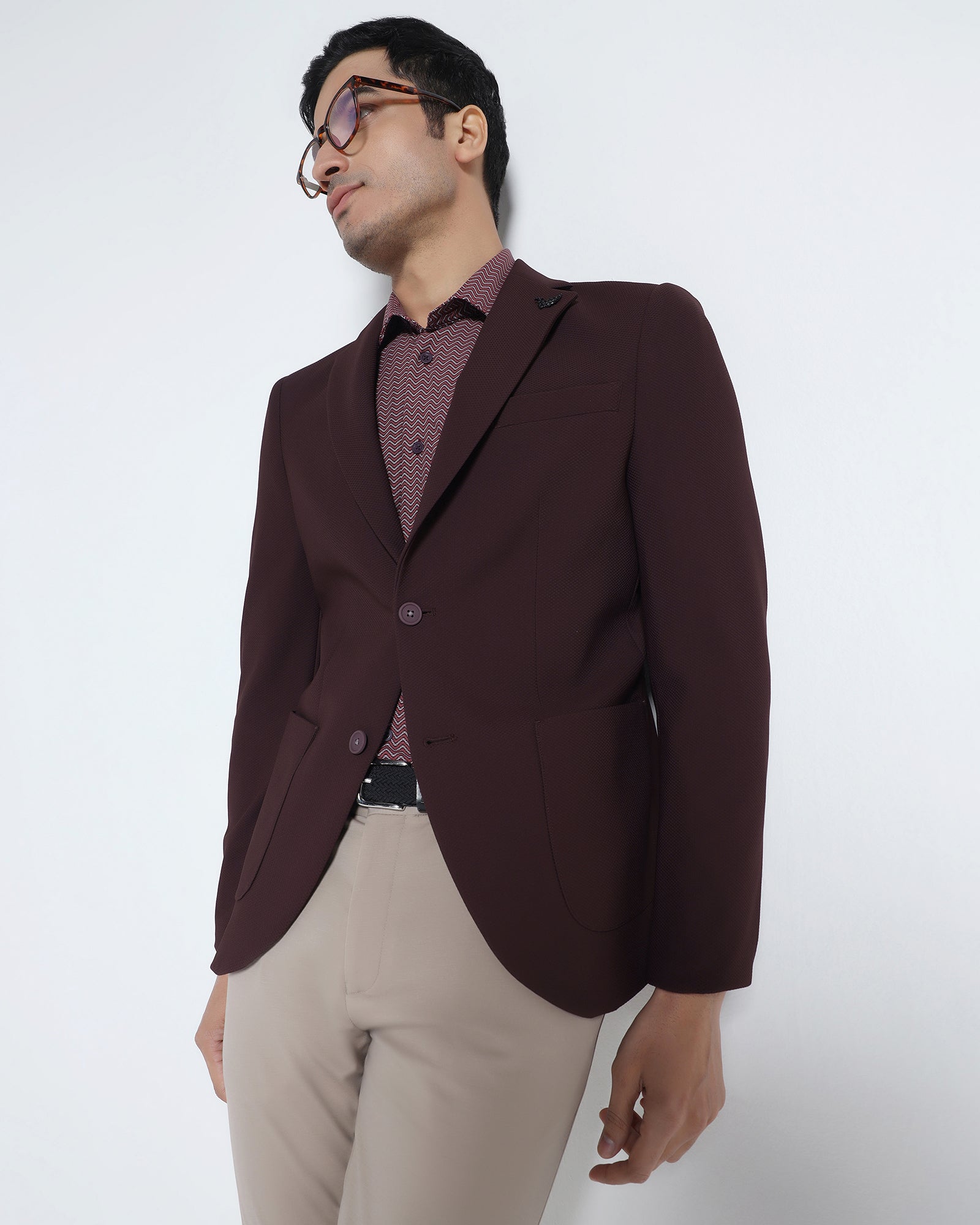 Wine TechPro Textured Blazer - Rodrygo