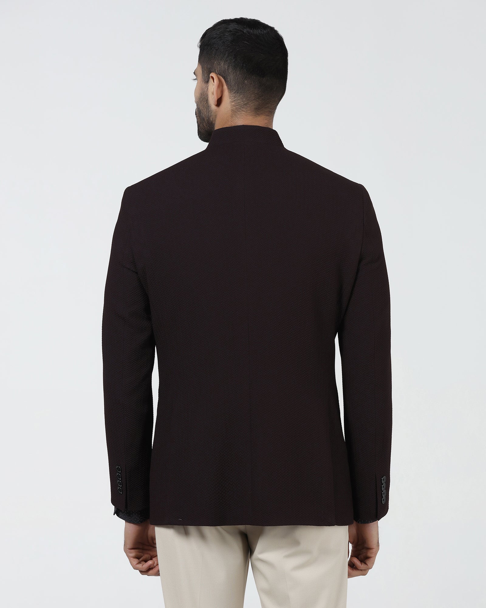 Wine Textured Bandhgala - Theo