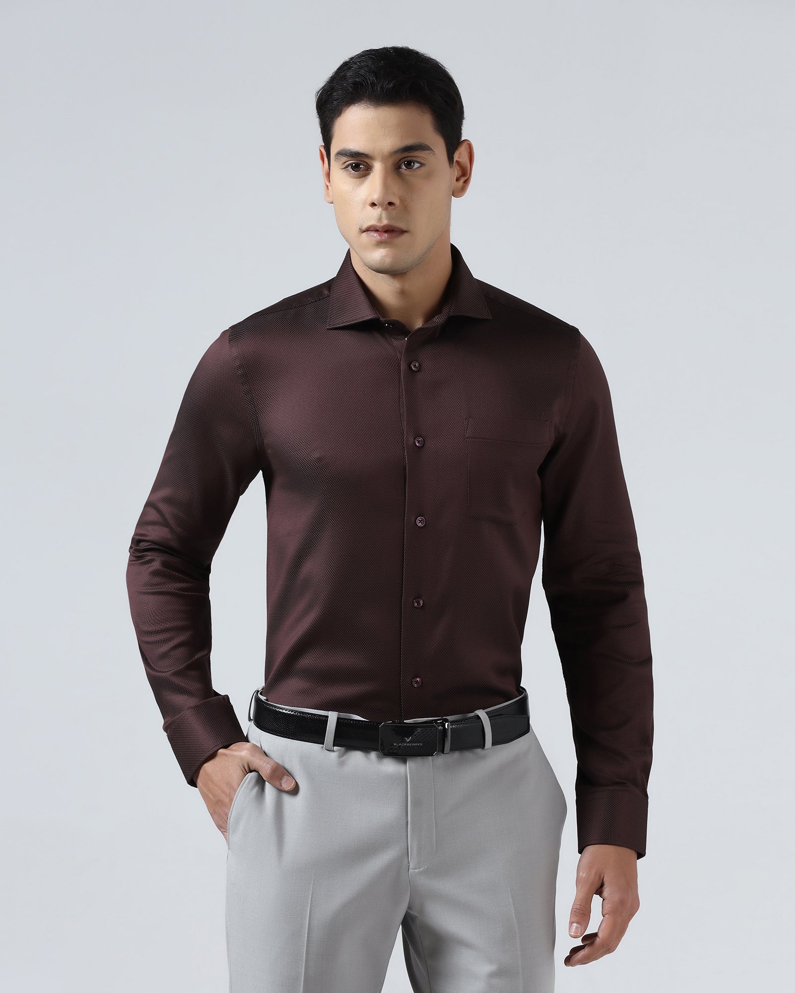 Wine Textured Shirt - Aspen