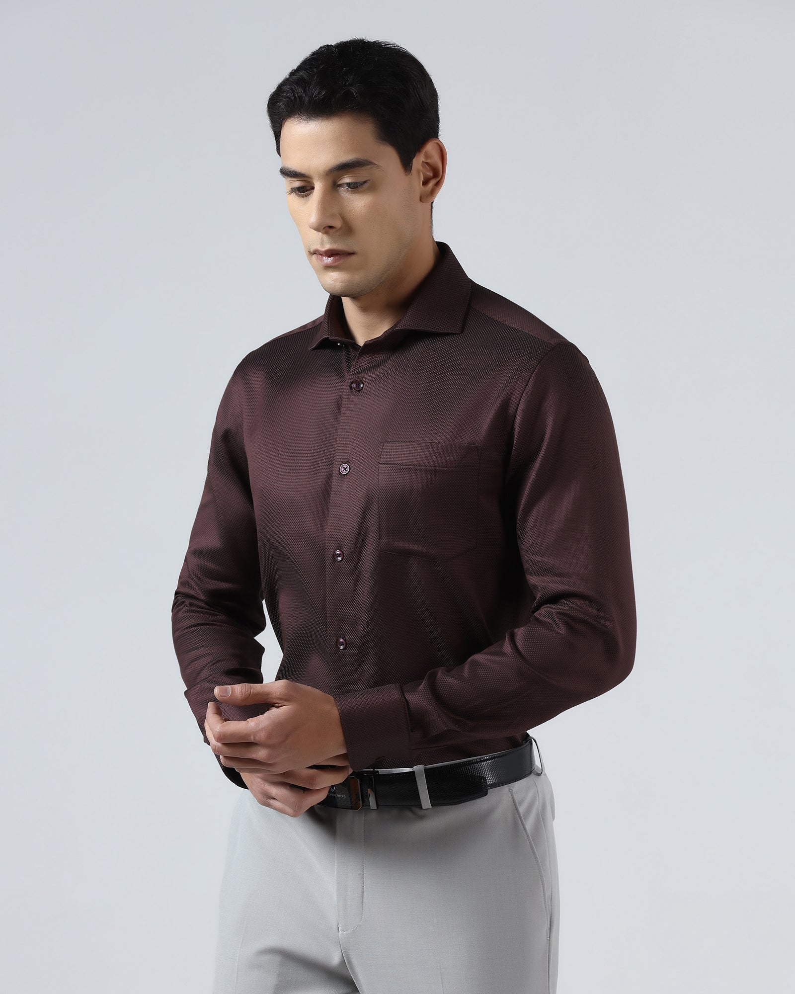 Wine Textured Shirt - Aspen