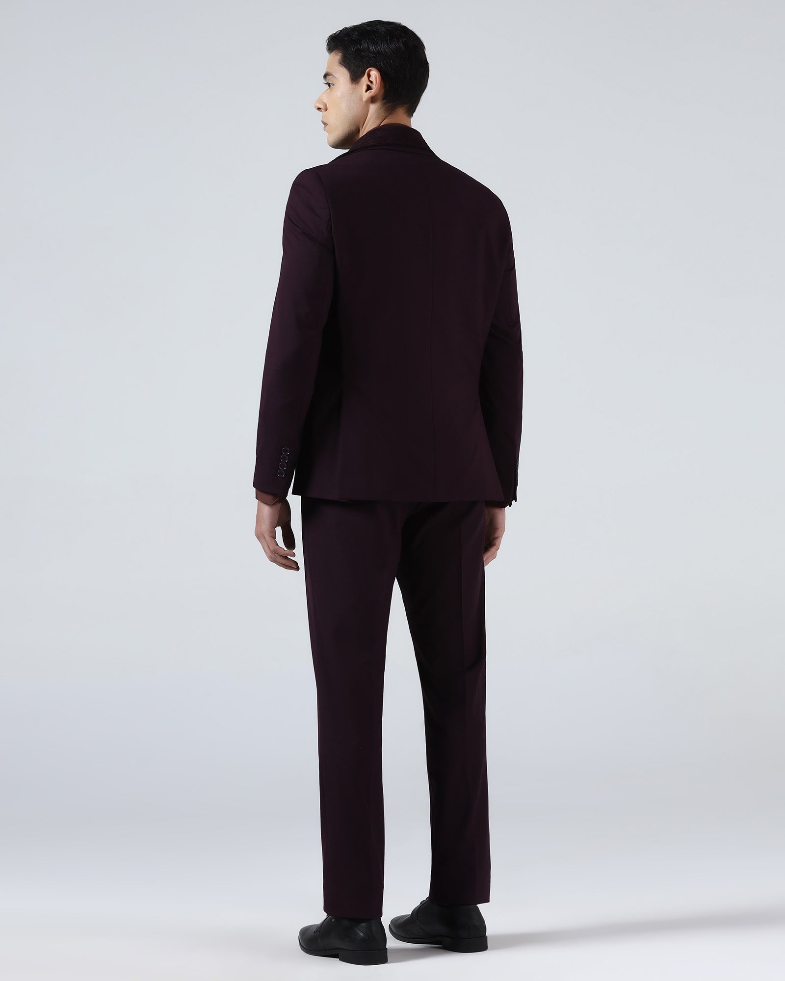 Wine Three Piece Solid Suit - Kerb