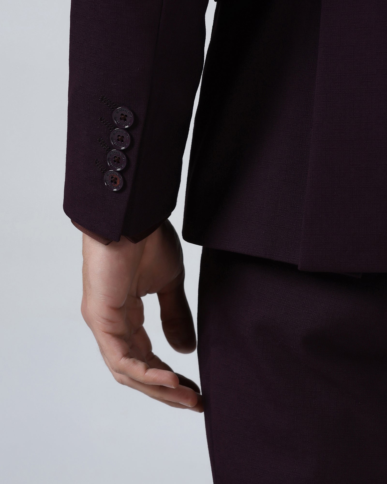 Wine Three Piece Solid Suit - Kerb