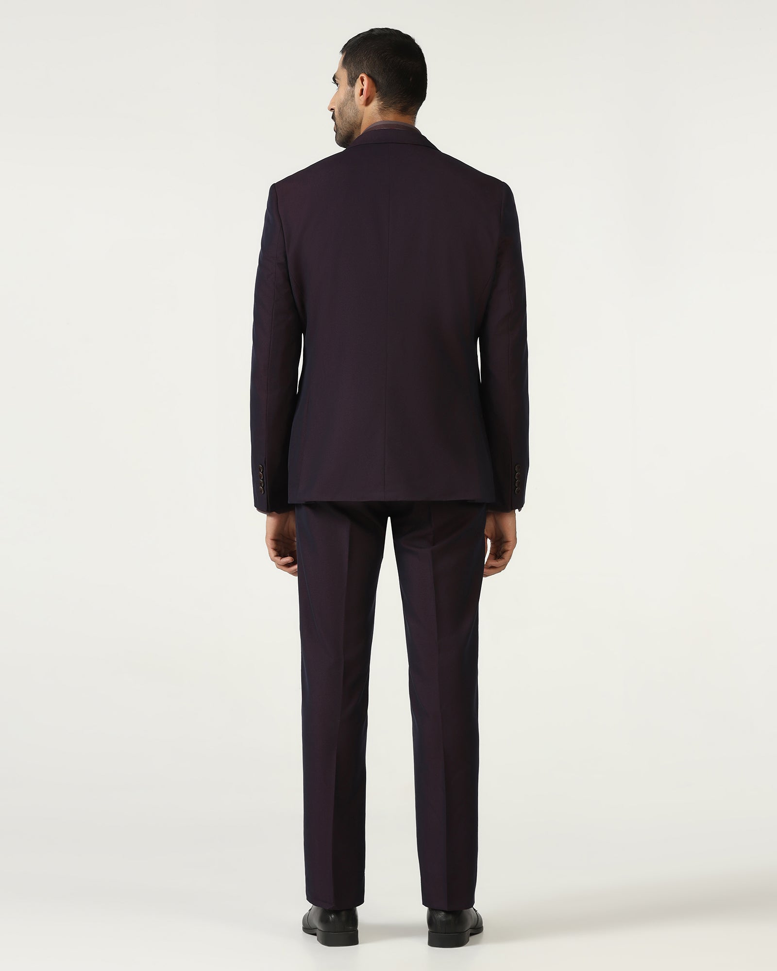 Wine Three Piece Textured Suit - Jiver