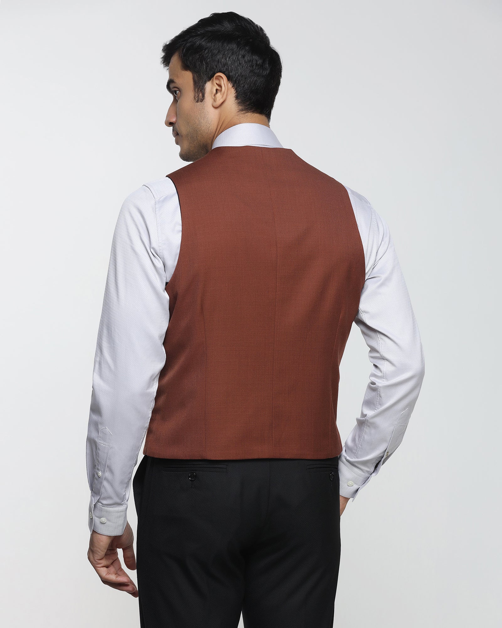 Wine V-Neck Solid Waistcoat - Oslo