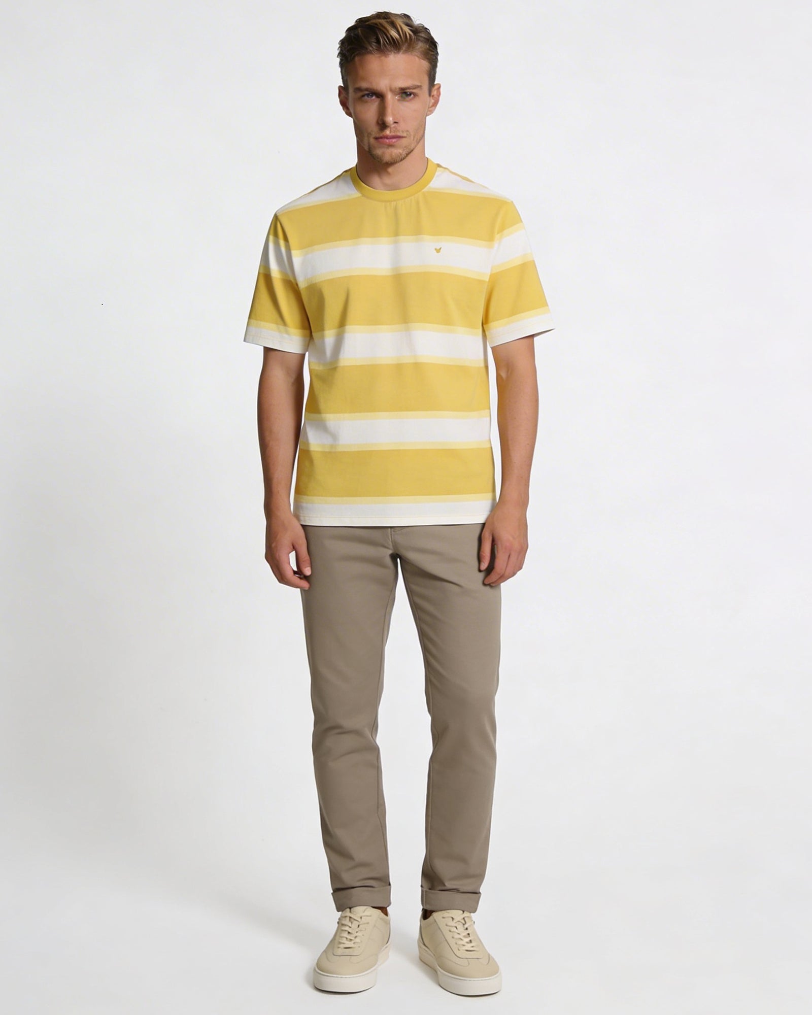 Yellow Crew Neck Stripe T-Shirt - Morris