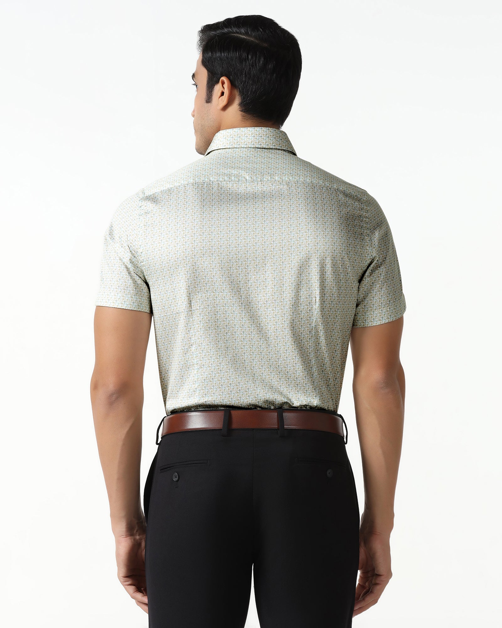 Yellow Half Sleeve Printed Shirt - Nicole