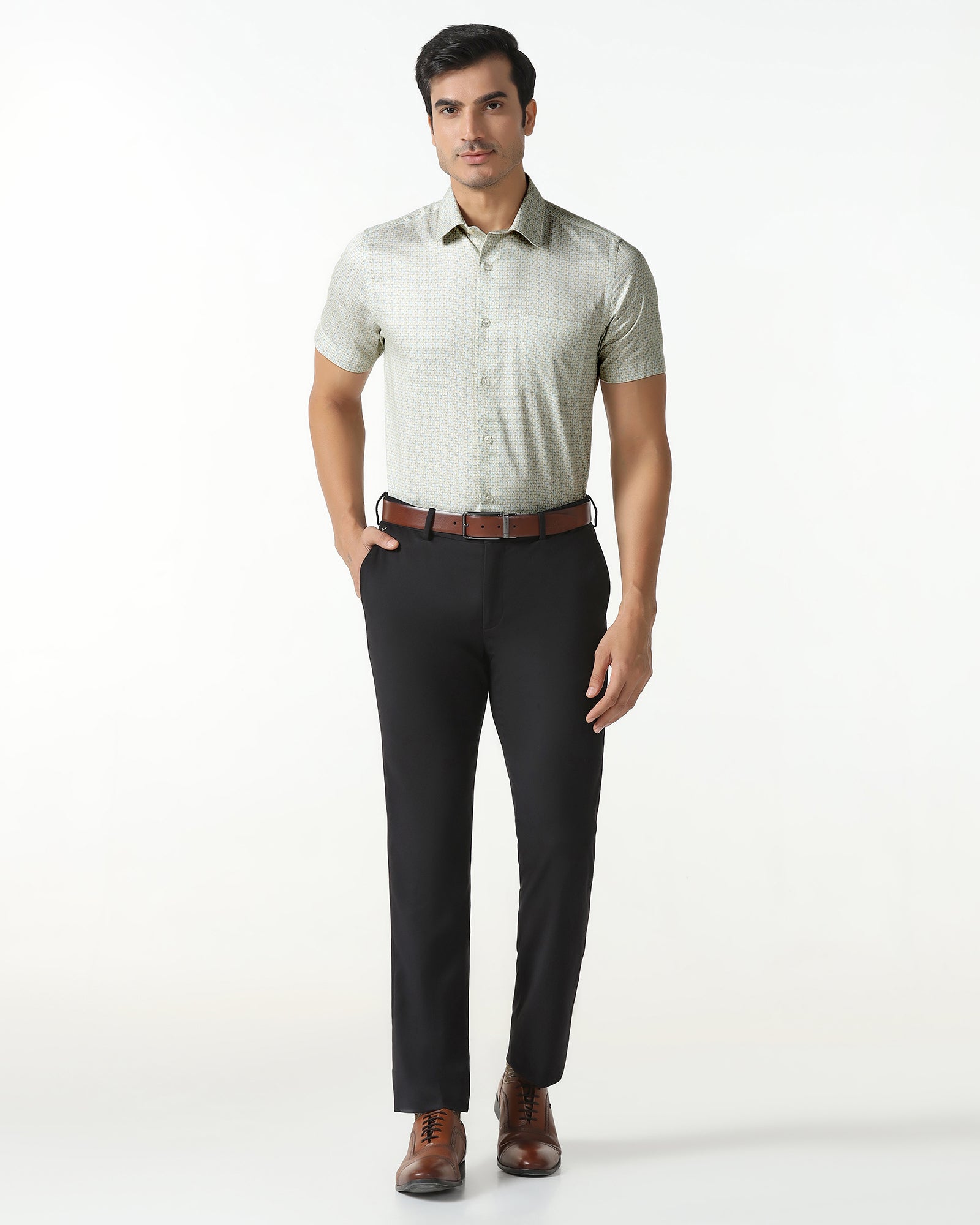 Yellow Half Sleeve Printed Shirt - Nicole